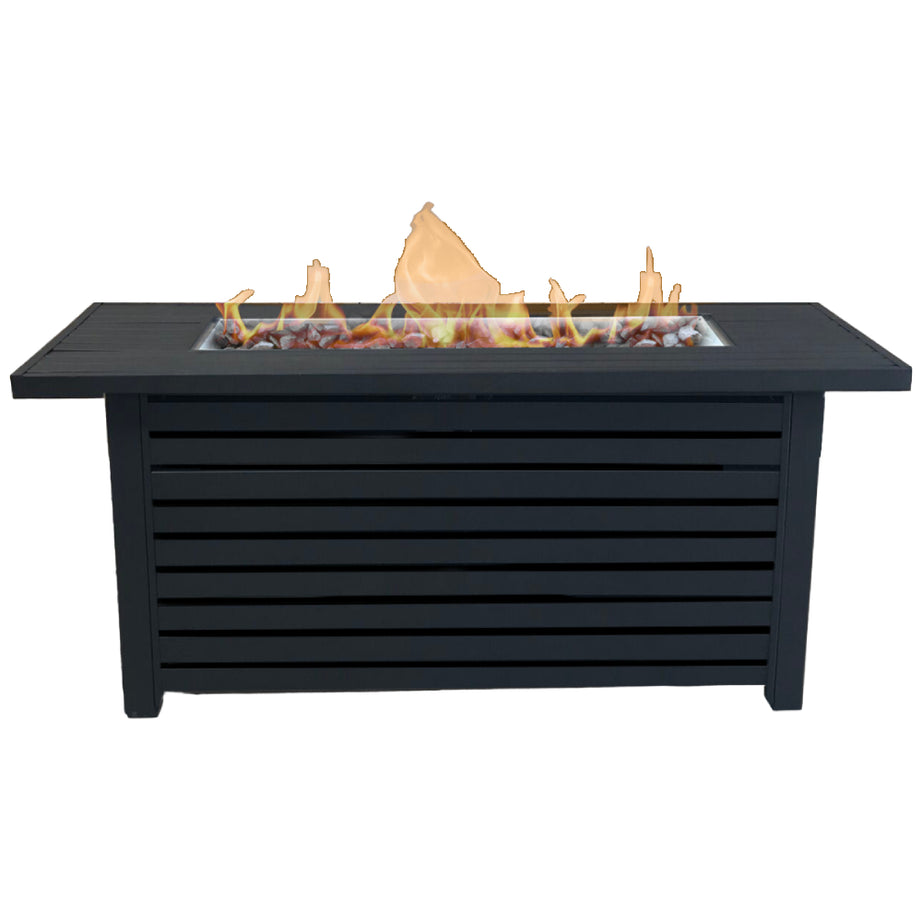 Living Source International Steel Propane/Natural Gas Outdoor Fire Pit Table with Lid--1