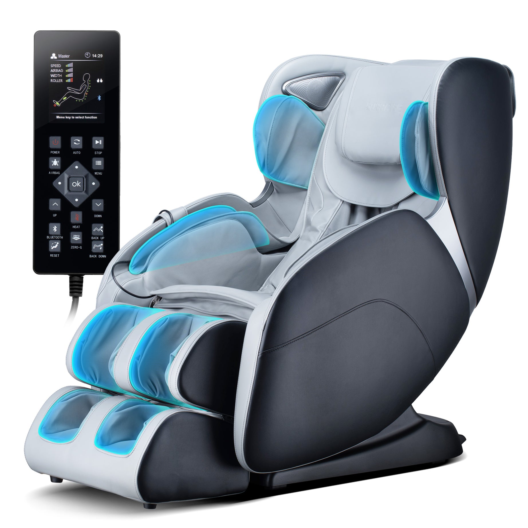 BOSSCARE 3D Shiatsu Recline Massage Zero Gravity Full Body Chair with Waist Heating Black--1