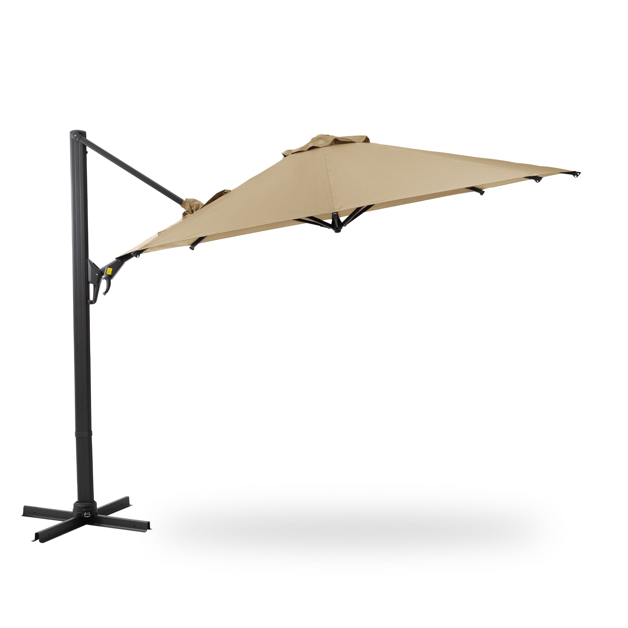 11 FT Cantilever Patio Umbrella, Round Outdoor Offset Umbrella with 360° Rotation & Tilt Adjustment without Base - Khaki--1