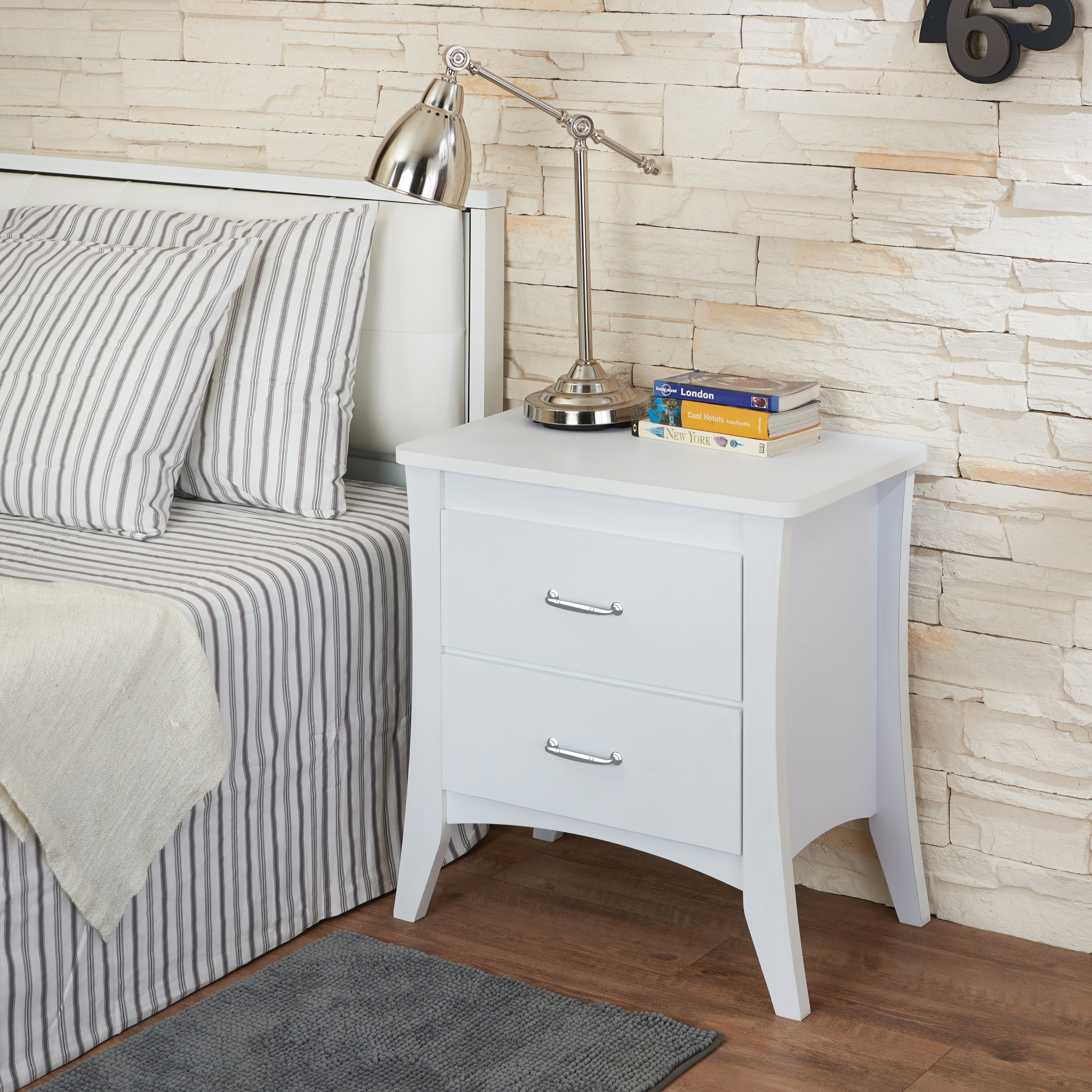 White 2-Drawer Nightstand--1