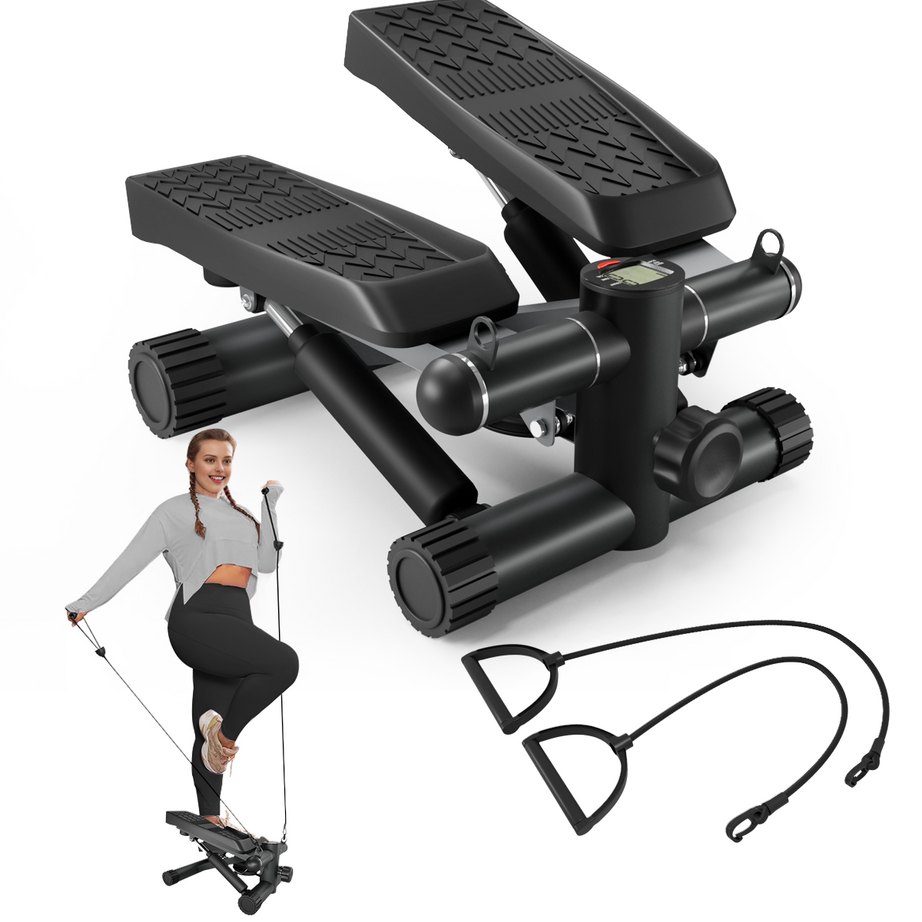 Steppers for Exercise, Stair Stepper with Resistance Bands, Mini Stepper with 330LBS Loading Capacity, Hydraulic Fitness Stepper with LCD Monitor, No Assembly Required--1