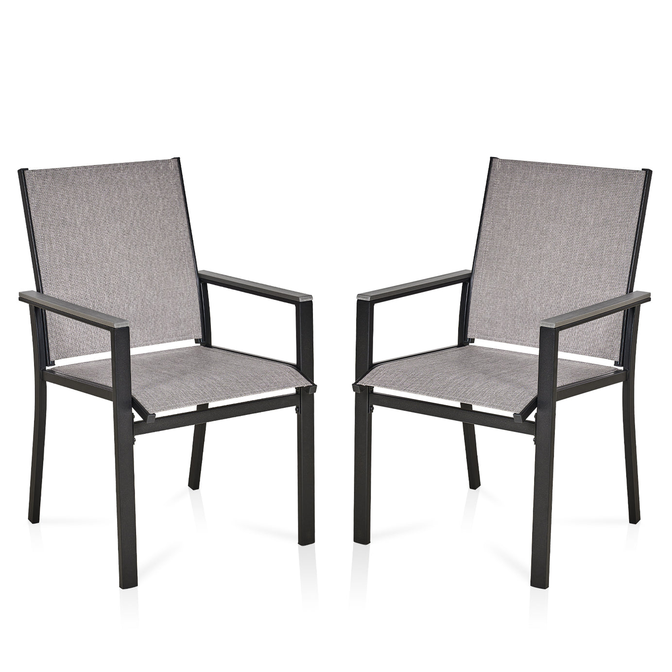 2PC Patio Dining Chairs, Metal Frame with Textilene Fabrics--1