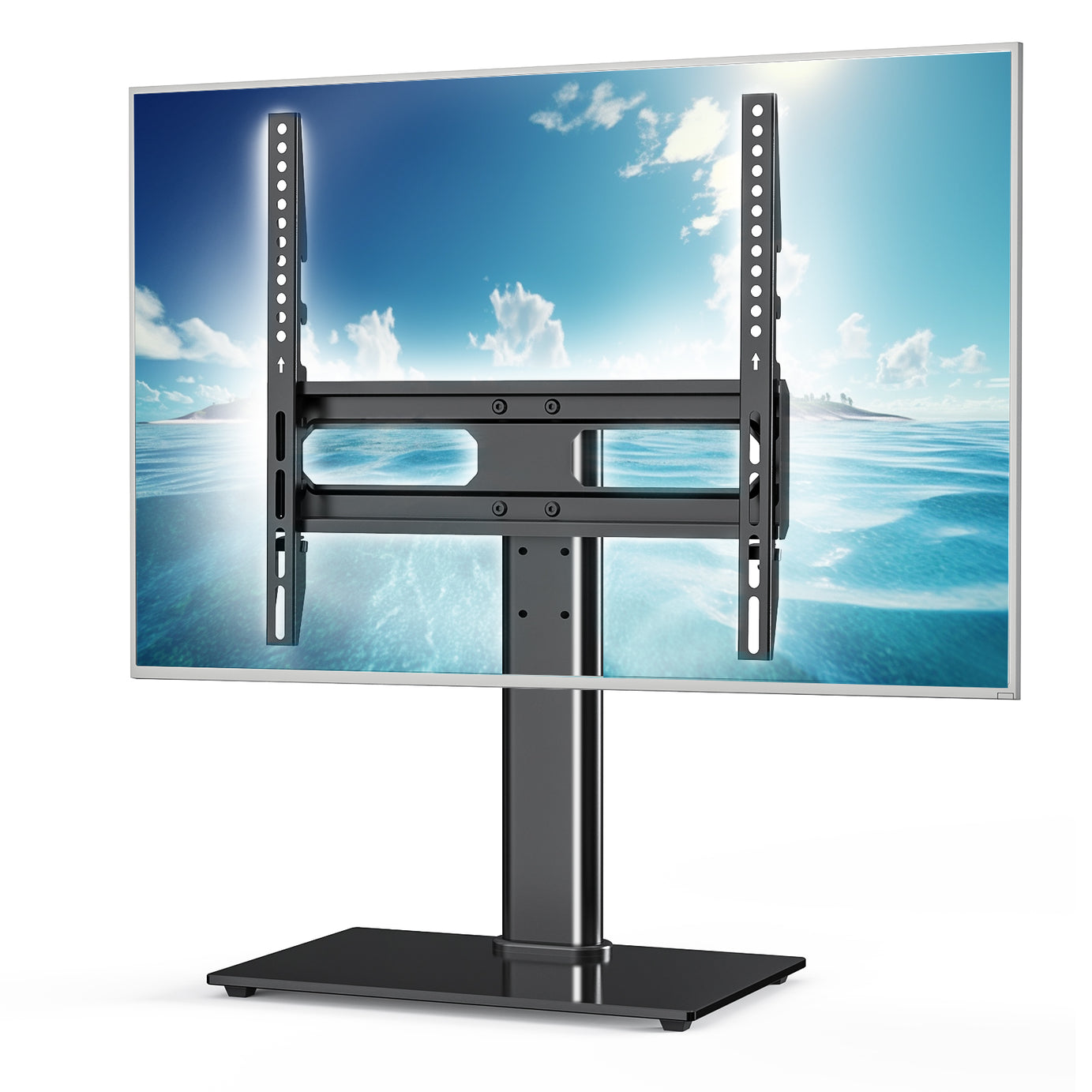 Universal rotating TV stand, 3-height adjustable desktop TV stand mount base for 26-55 inch TVS that can hold up to 99 pounds--1