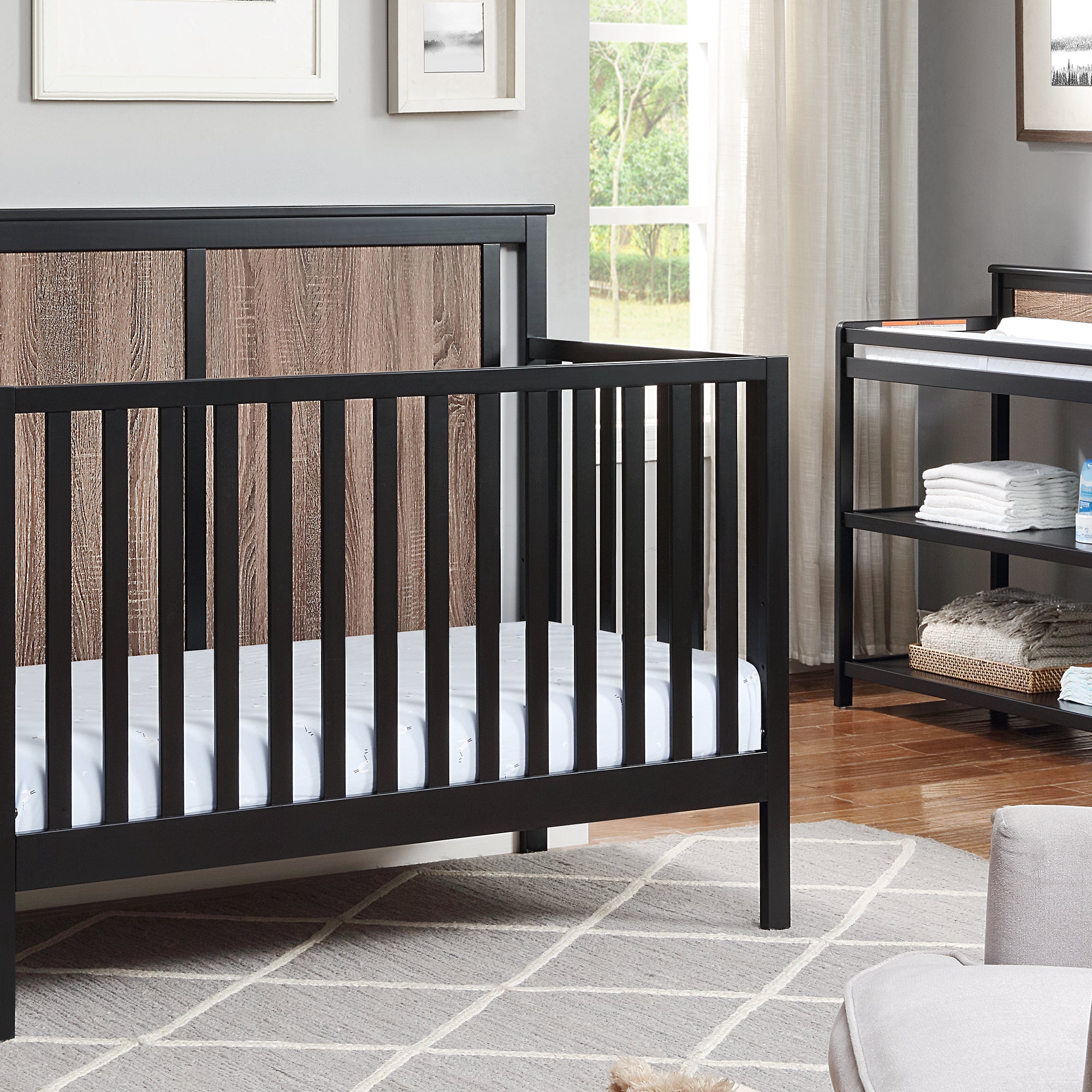 Connelly 4-in-1 Convertible Crib Black/Vintage Walnut--1