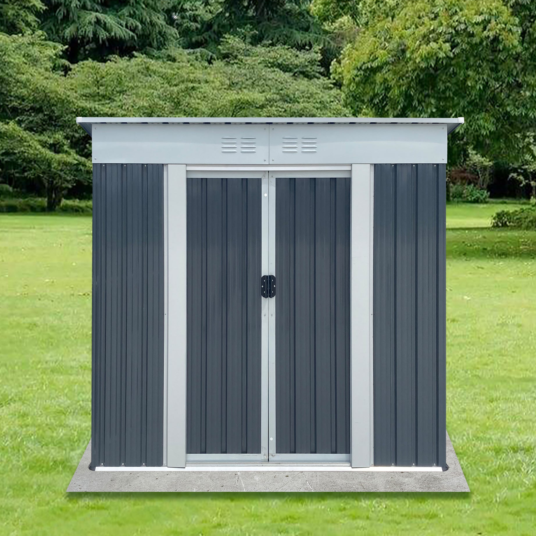 Outdoor Storage Sheds 6FTx4FT Pent Roof Grey--1