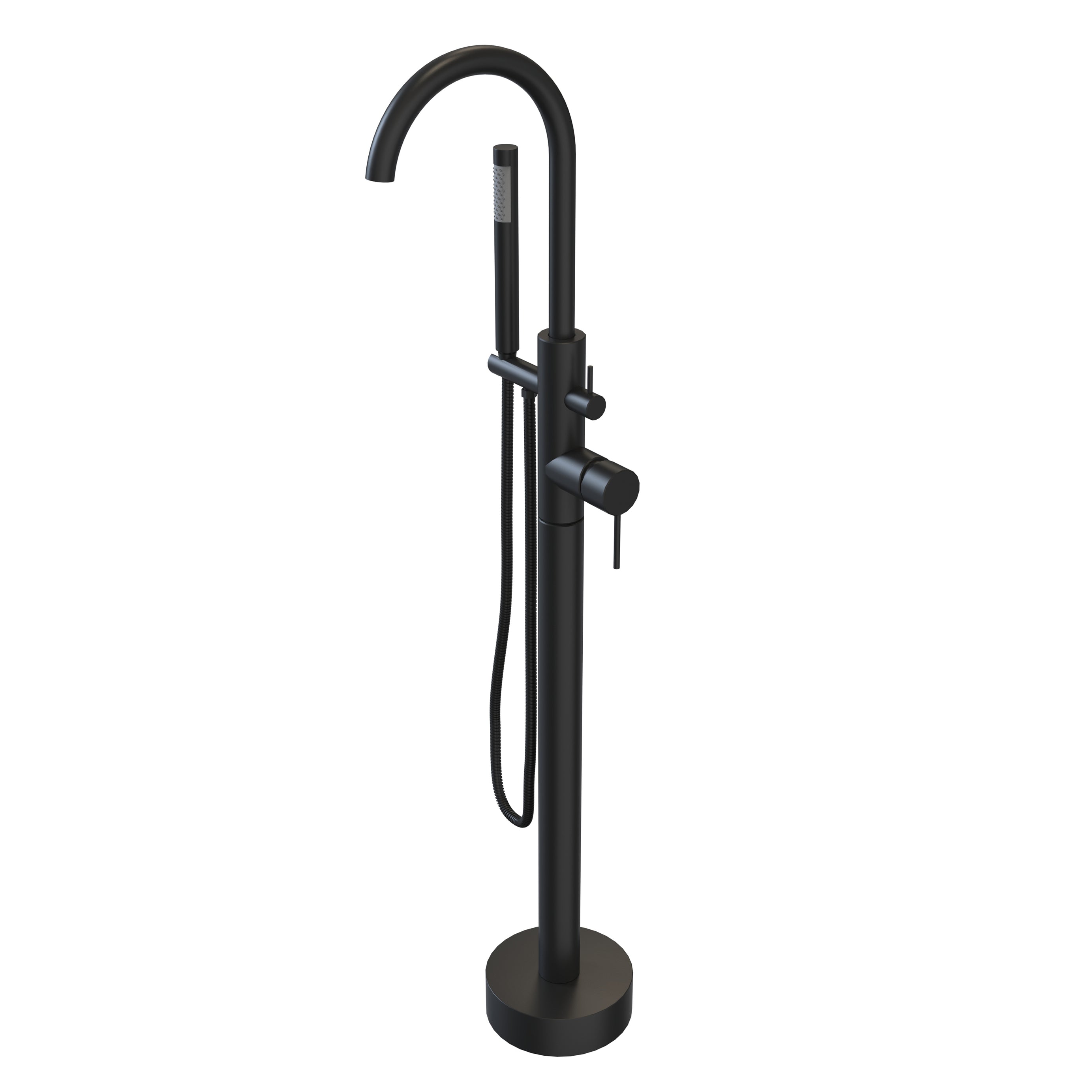 Black Freestanding Bathtub Faucet  with Hand Shower--1