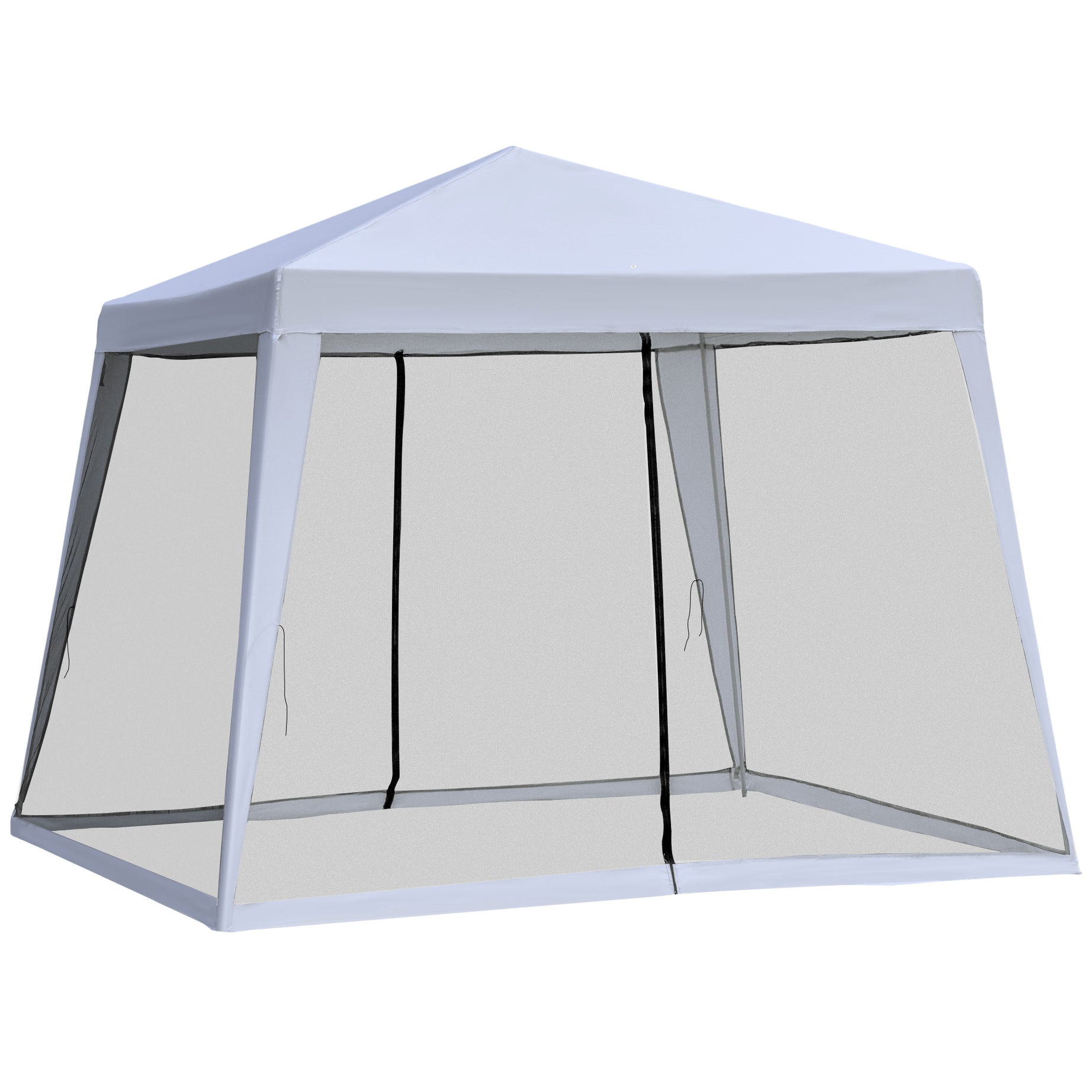 Outsunny 10'x10' Outdoor Canopy Tent, Slant Leg Sun Shelter with Mesh Sidewalls, Patio Tents for Parties, Grey--1