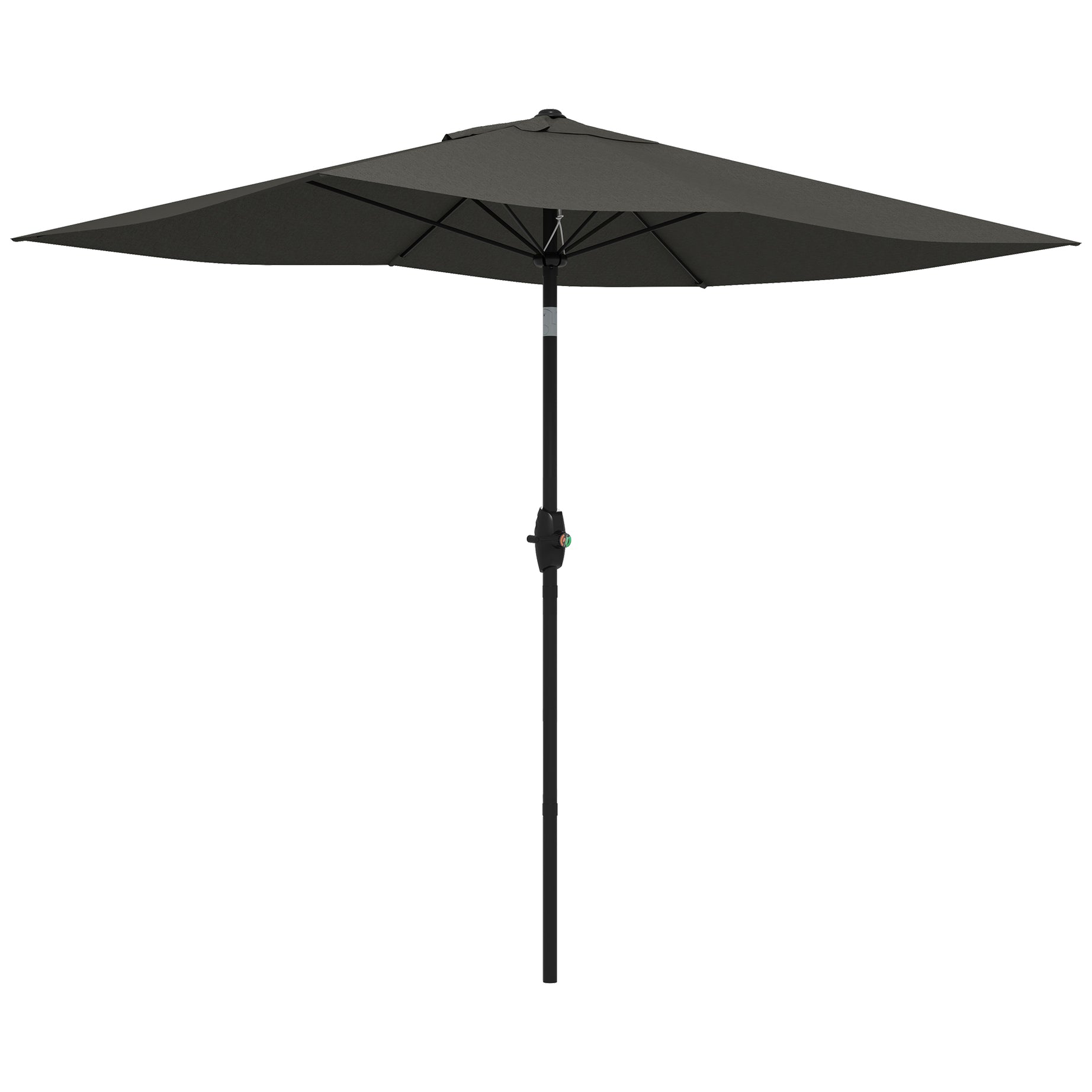 Outsunny 6.5' x 10' Rectangular Market Umbrella, Patio Outdoor Table Umbrella with Crank and Push Button Tilt, Dark Gray--1