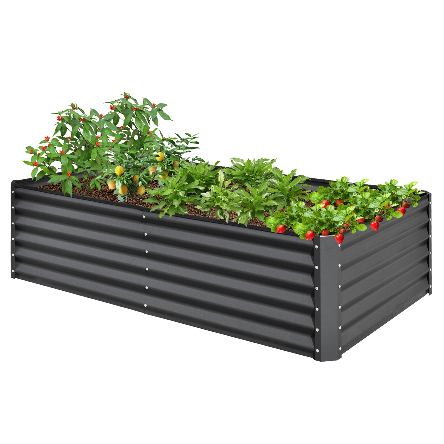 8x4x1.5 ft Galvanized Raised Garden Bed, Outdoor Planter Garden Boxes Large Metal Planter Box for Gardening Vegetables Fruits Flowers,Gray--1