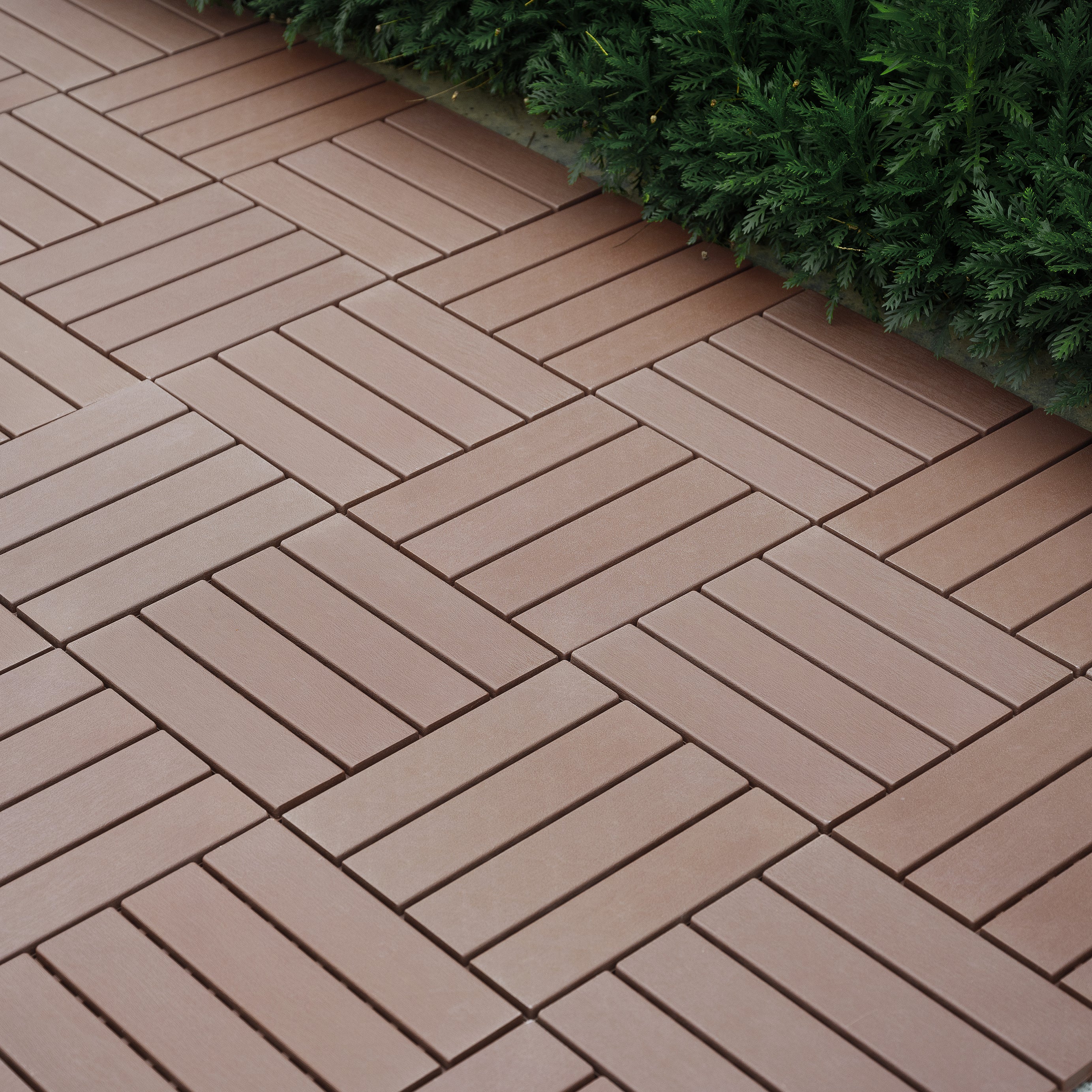 Plastic Interlocking Deck Tiles,44 Pack Patio Deck Tiles,12"x12" Square Waterproof Outdoor All Weather Use, Patio Decking Tiles for Poolside Balcony Backyard, Brown--1