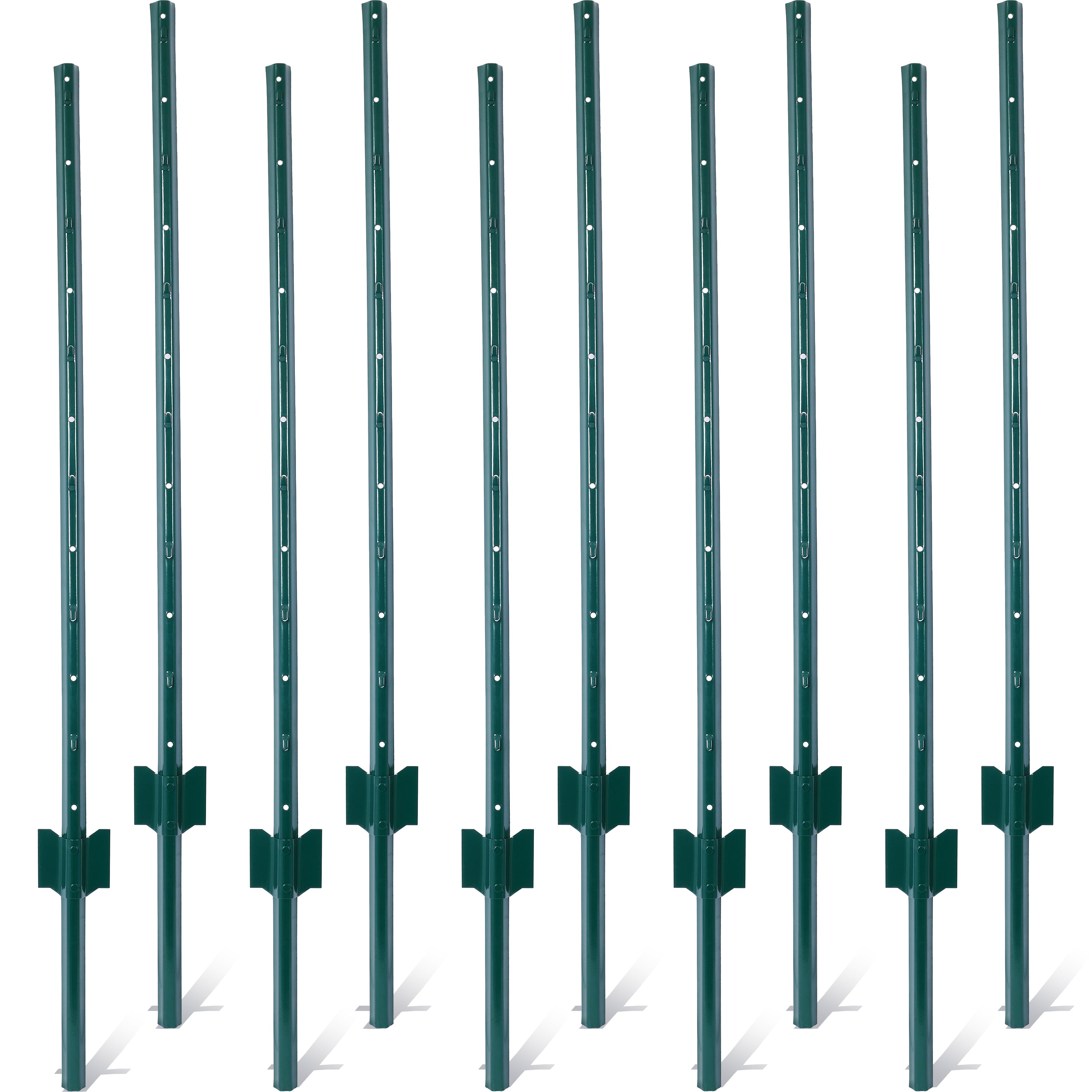 Fence Posts 4Feet - 10Pack, Heavy Duty Metal Fence Post with U-Channel, Steel Fence U-Post for Holding Garden Wire Fence, Corner Anchor Posts etc.--1