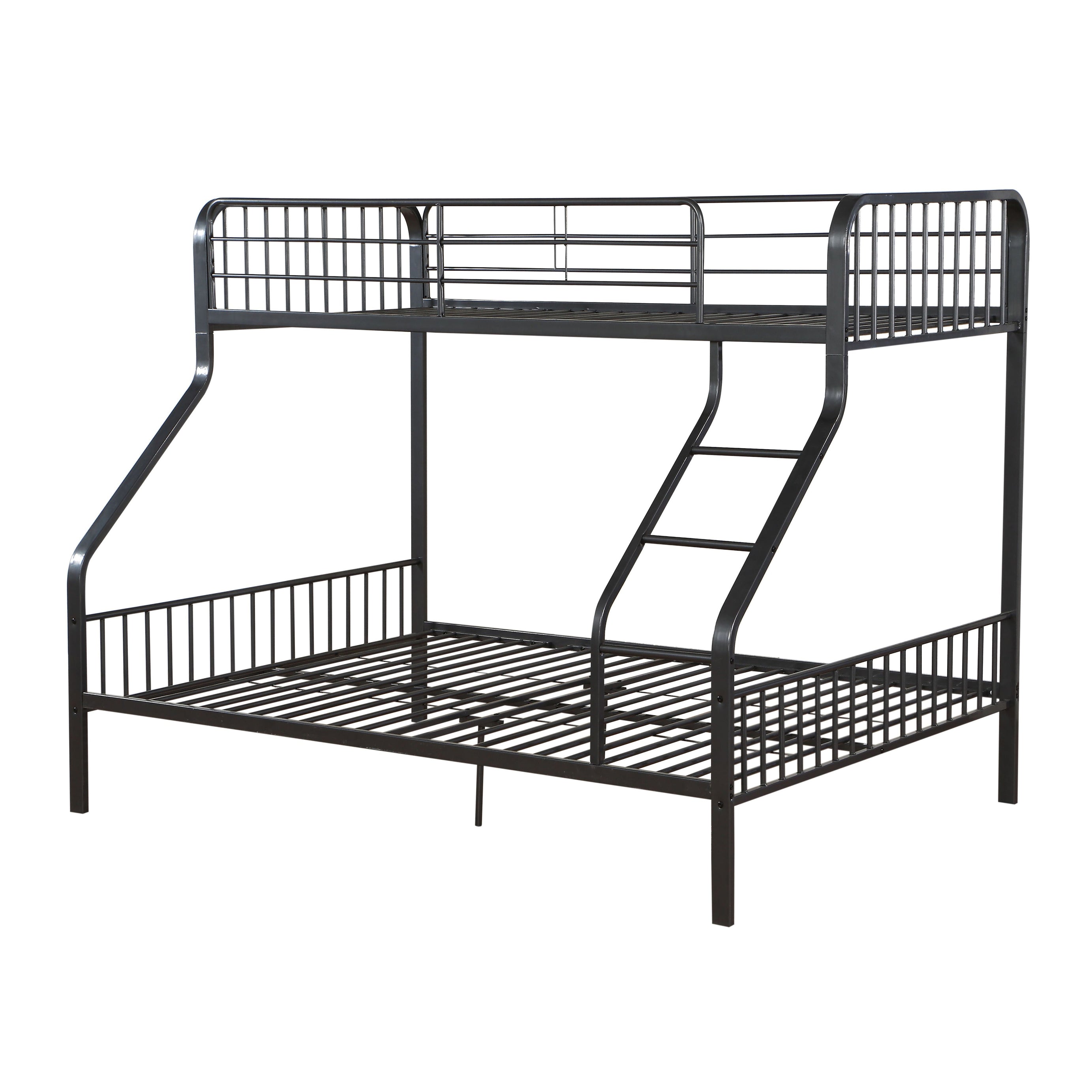 Gunmetal Twin XL/Queen Bunk Bed with Built-in Ladder--1