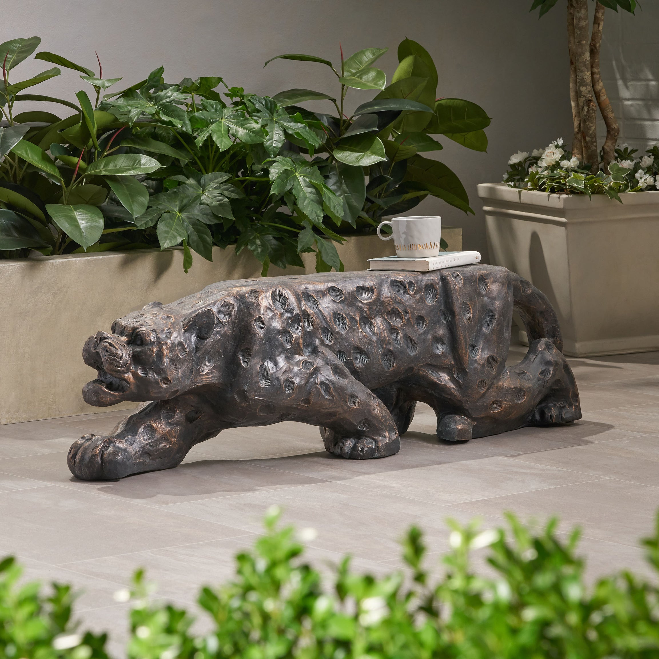 LEOPARD LIGHTWEIGHT CONCRETE BENCH--1