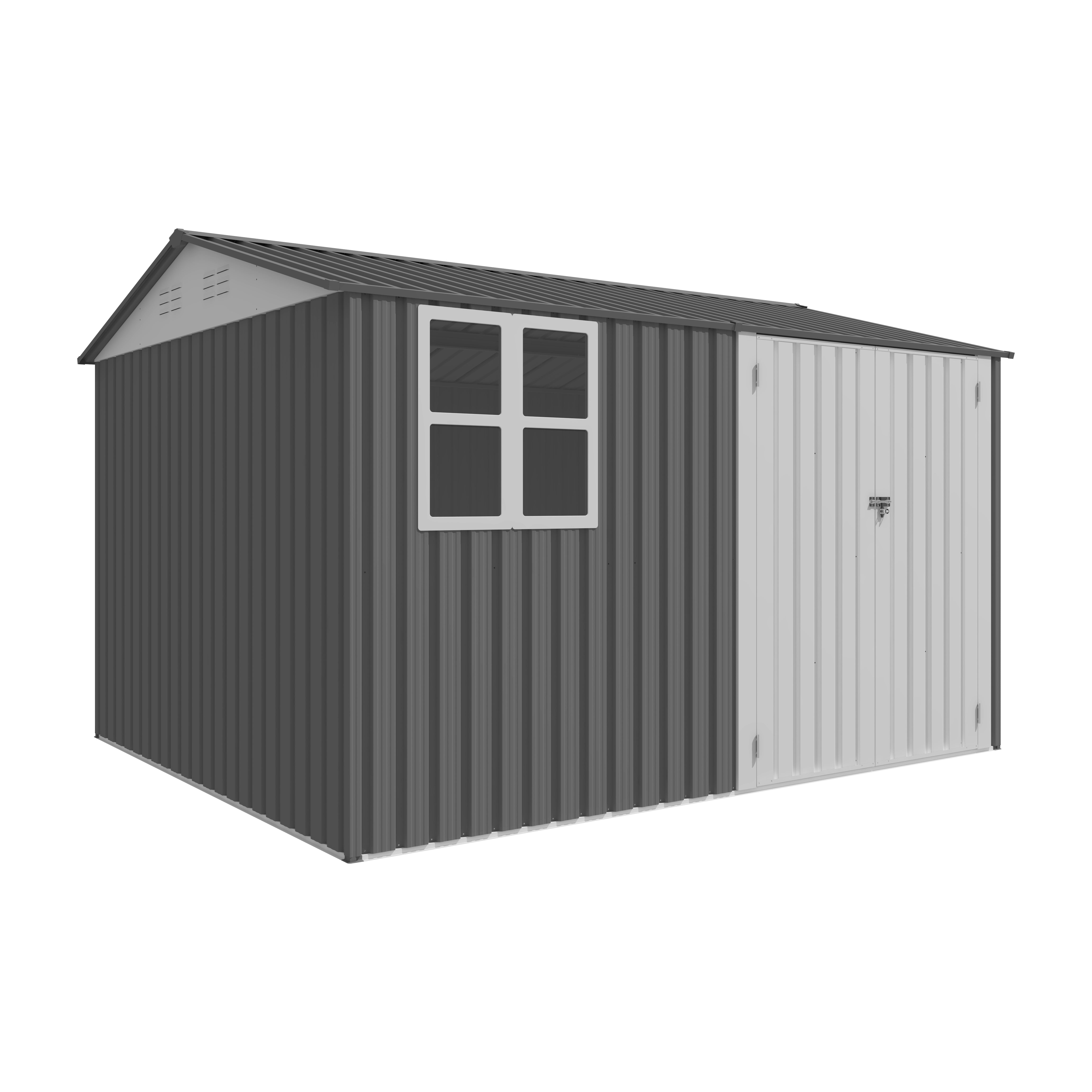 8X10FT Outdoor Storage Shed with Thickened Galvanized Steel,with Sloped Roof & Double Lockable Door,Storage Shed Large with 6 Vents, Garden Tool Shed for Backyard Garden Patio Lawn Bike,Lawnmower--1