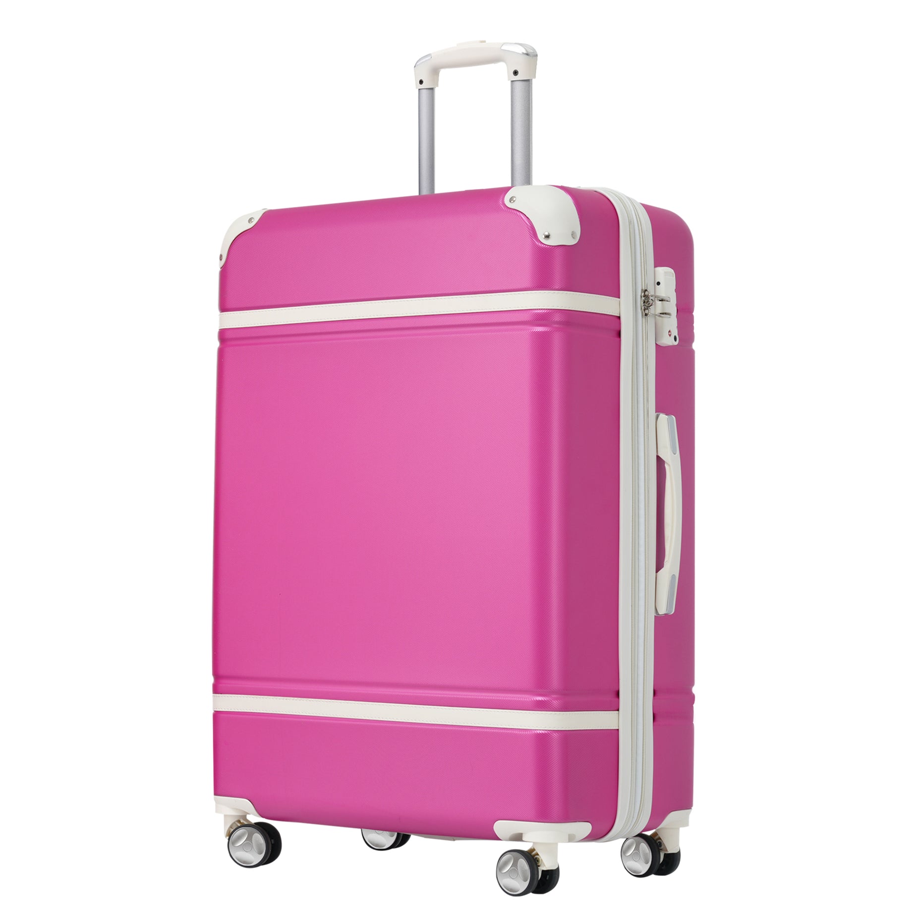 Hardshell Luggage with TSA lock , 24" Expandable Lightweight Suitcase with Spinner Wheels, Single Vintage Luggage,Pink--1