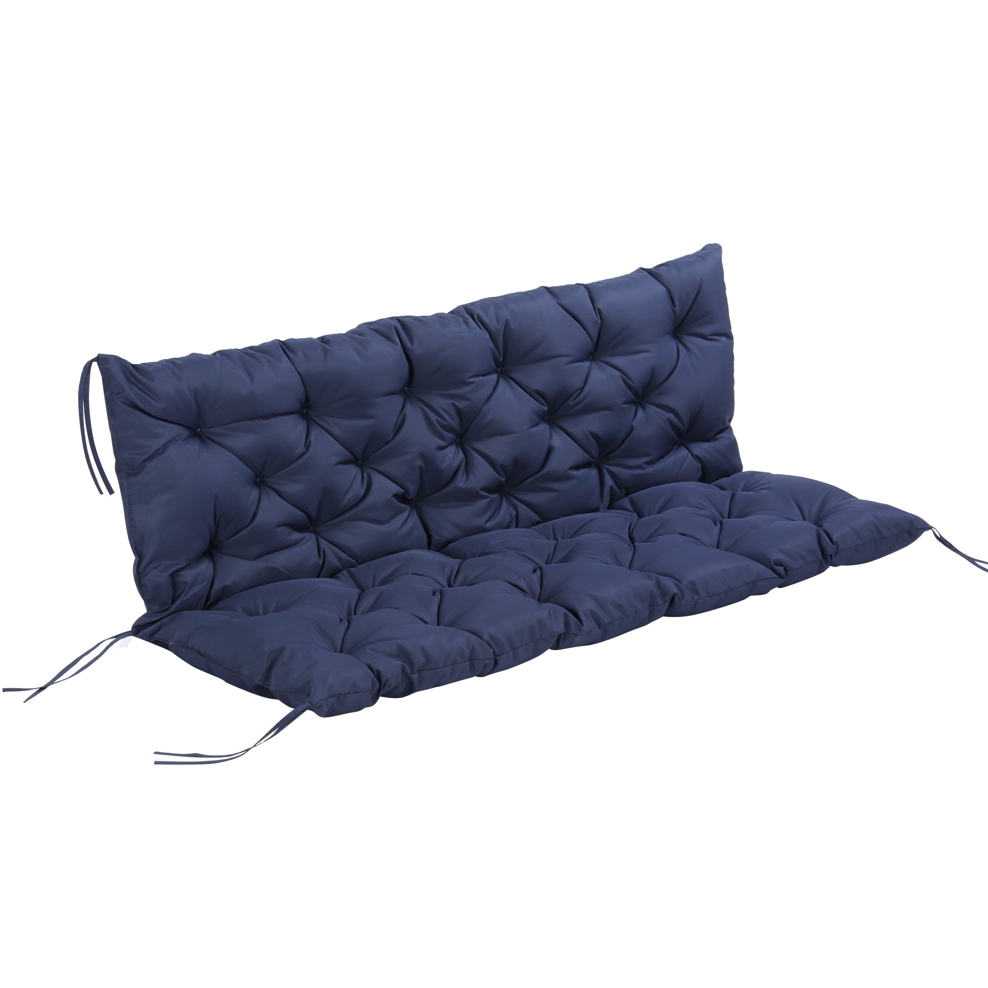 Outsunny Tufted Bench Cushions for Outdoor Furniture, 3-Seater Replacement for Swing Chair, Patio Sofa/Couch, Overstuffed, Includes Backrest, Dark Blue--1