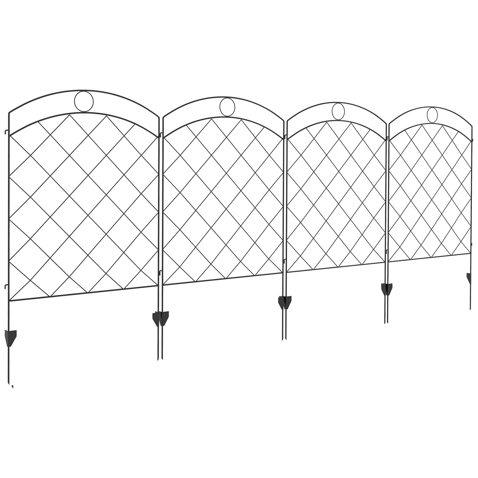 Outsunny Garden Fence, 4 Pack Steel Fence Panels, 11.4' L x 43" H, Rust-Resistant Animal Barrier Decorative Border Flower Edging for Yard, Landscape, Patio, Outdoor Decor, Rings--1