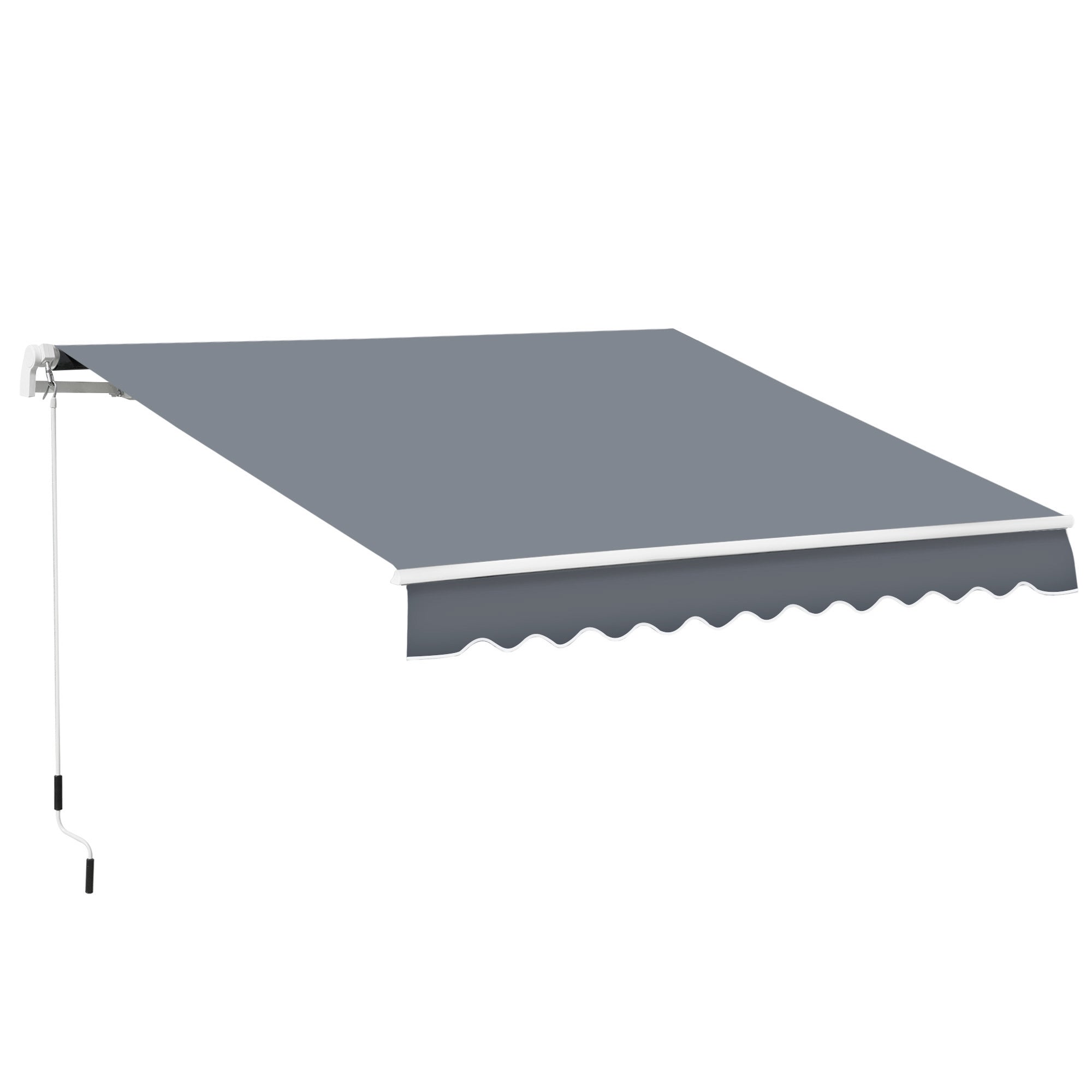 Outsunny 10' x 8' Retractable Awning, Patio Awnings, Sunshade Shelter w/ Manual Crank Handle, UV & Water-Resistant Fabric and Aluminum Frame for Deck, Balcony, Yard, Dark Gray--1