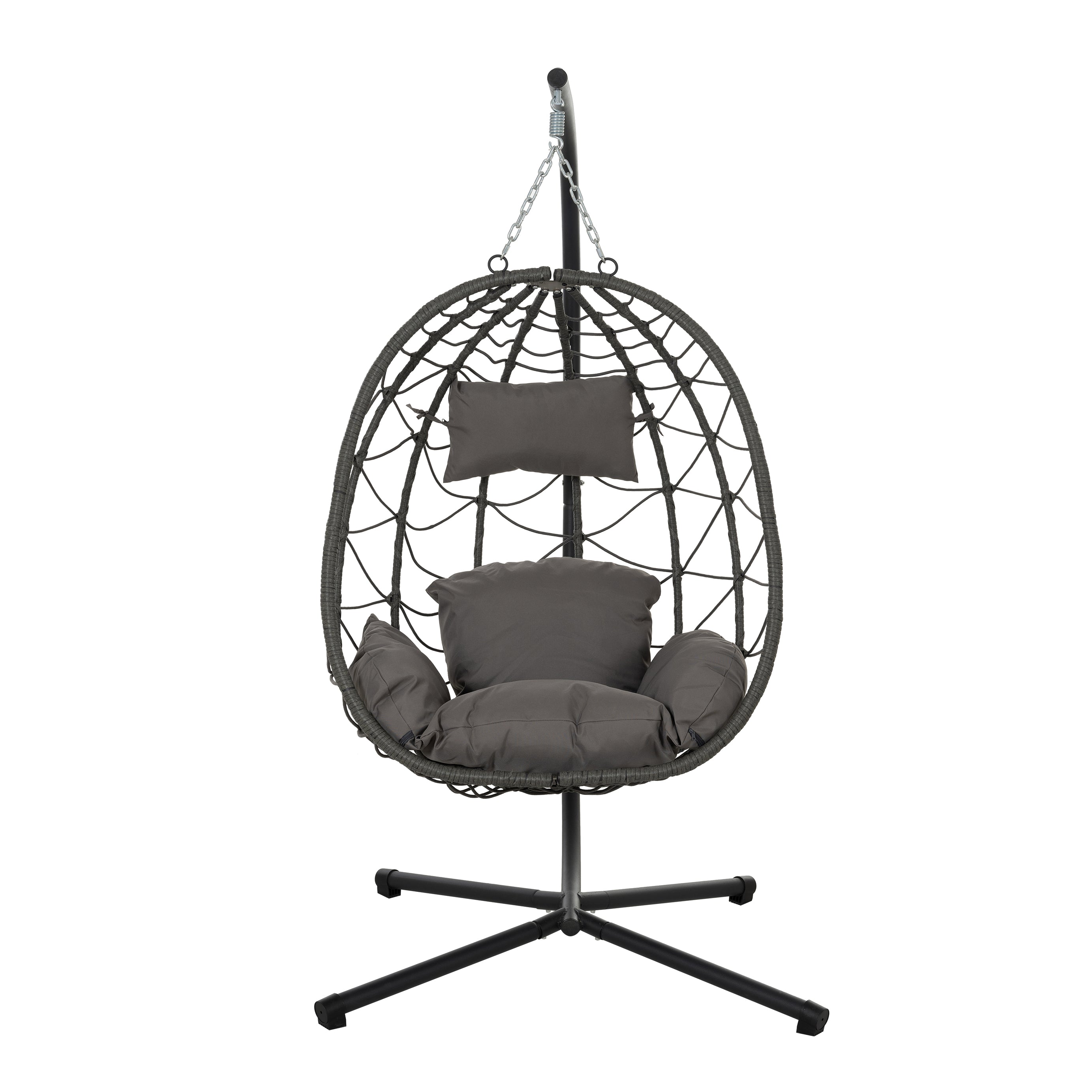 Egg Chair with Stand Indoor Outdoor Swing Chair Patio Wicker Hanging Egg Chair Hanging Basket Chair with Stand for Bedroom Living Room Balcony--1