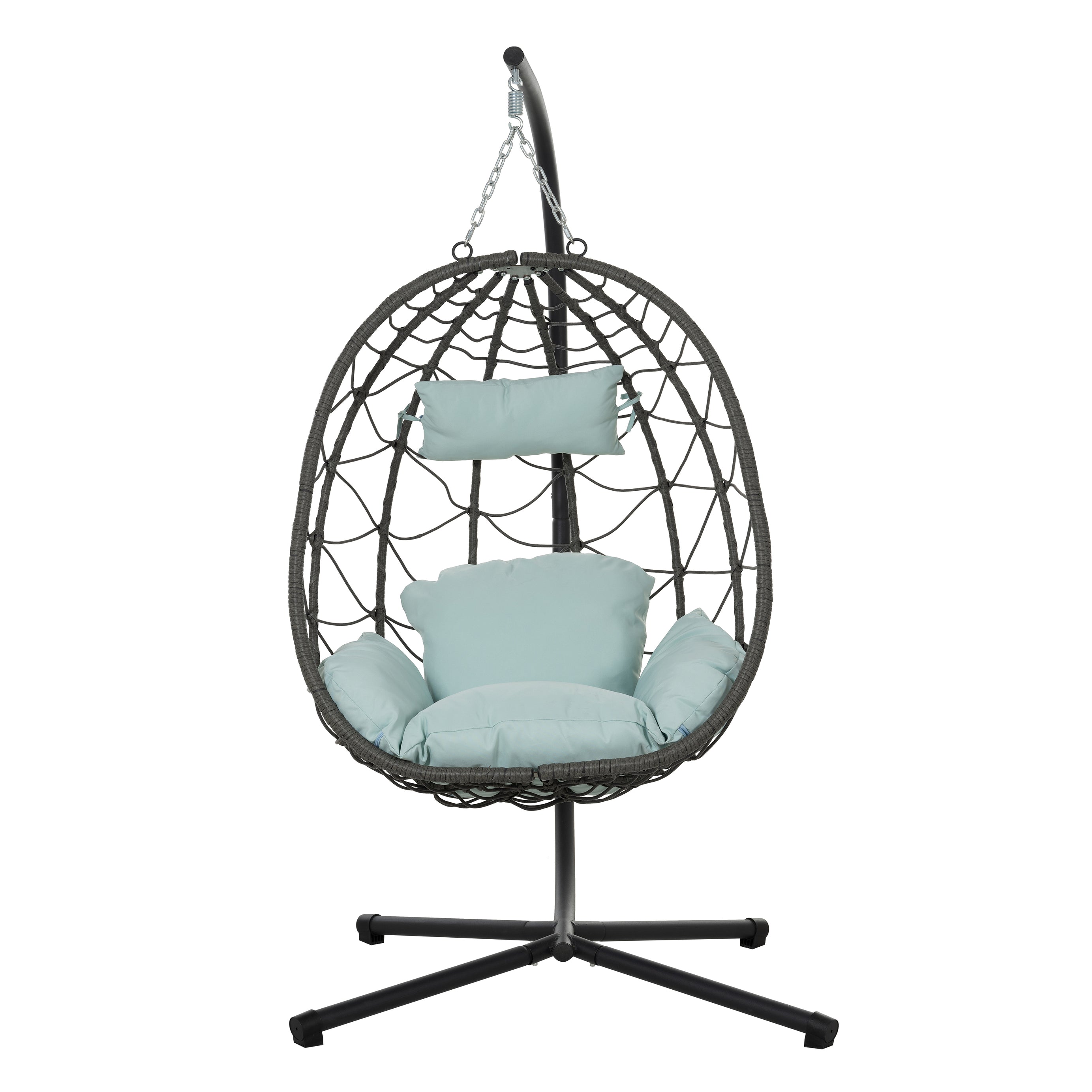 Egg Chair with Stand Indoor Outdoor Swing Chair Patio Wicker Hanging Egg Chair Hanging Basket Chair with Stand for Bedroom Living Room Balcony--1