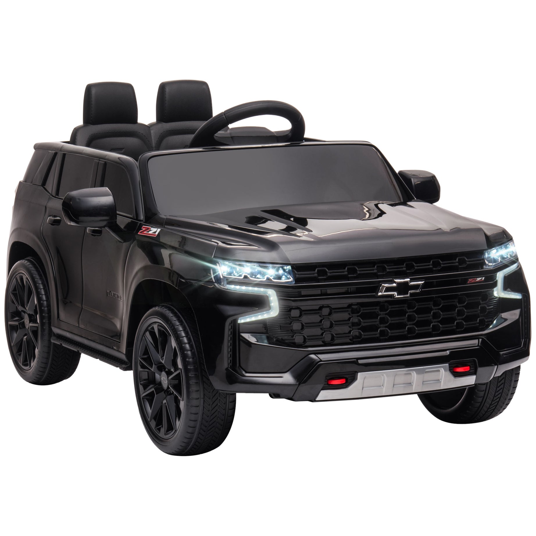 Aosom Chevrolet TAHOE Licensed Kids Ride on Car, 12V Battery Powered Kids Electric Car with Remote Control, Music, Lights, Horn, Suspension for 3-6 Years Old, Black--1