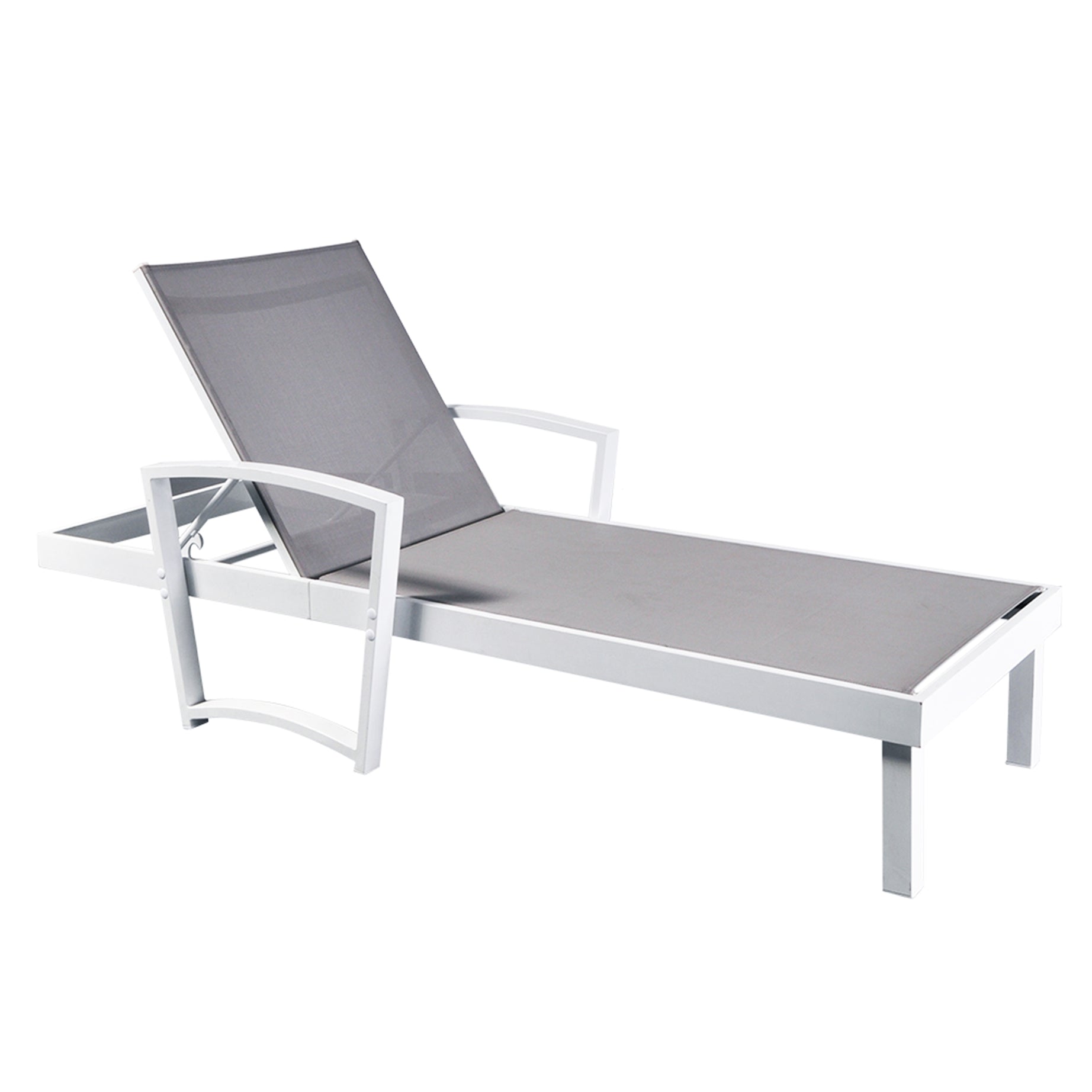 Outdoor Chaise Lounge, Aluminum Pool Beach Lounge Chair, All Weather Patio Beach Adjustable Reclining Chair (Grey)--1