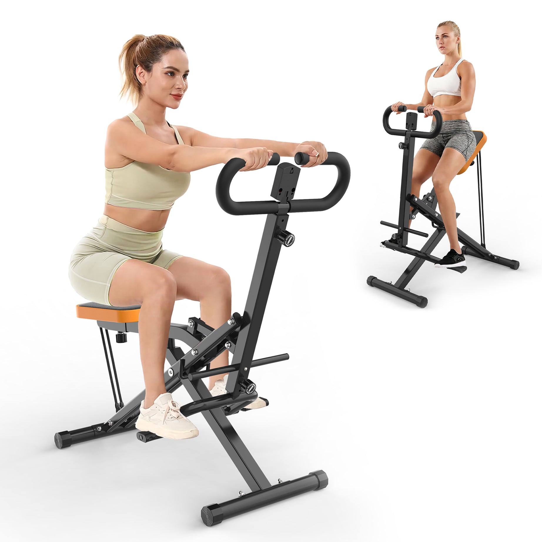 Squat Machine for Home, Assist Trainer for Glutes Workout Foldable with Resistance Bands, for Botty Glutes Butt Thighs, Ab Back/Leg Press Hip Thrust for Home Gym Fitness-Black--1