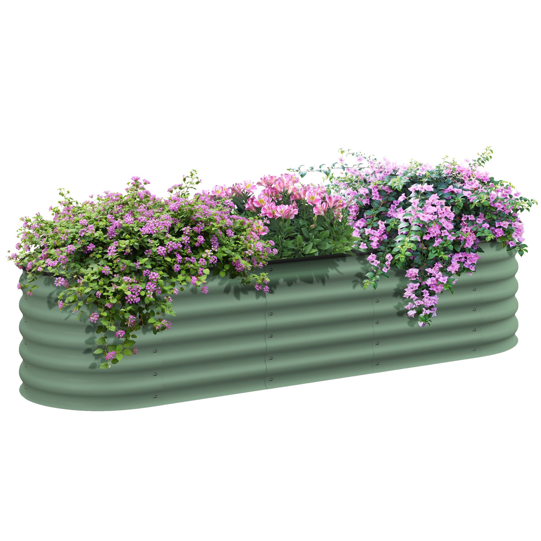 Outsunny 6.5' x 2' x 1.4' Galvanized Raised Garden Bed Kit, Outdoor Metal Elevated Planter Box with Safety Edging, Easy DIY Stock Tank for Growing Flowers, Herbs & Vegetables, Green--1