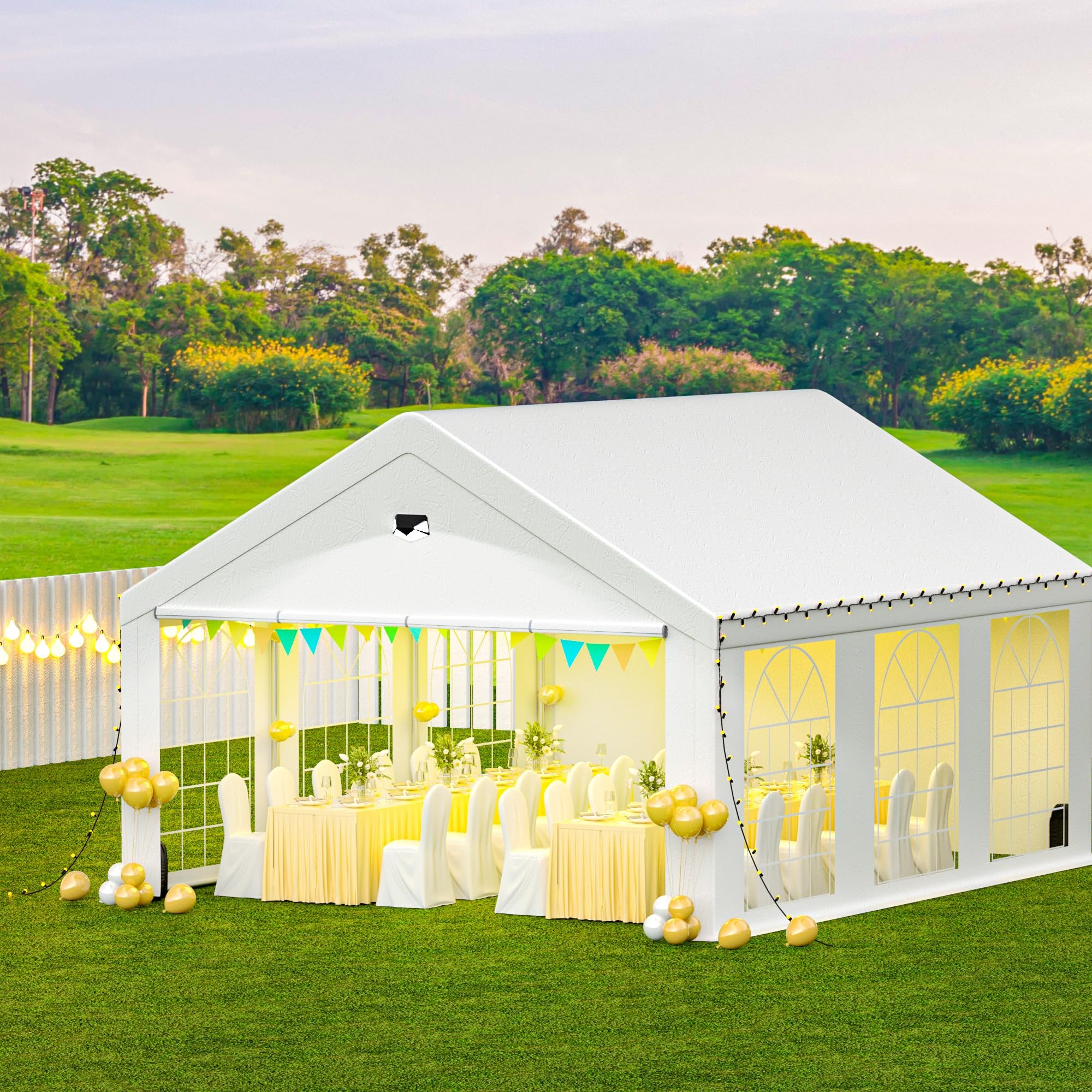 Sannwsg Party Tent - 13x20FT Heavy Duty Canopy Tent with Removable Sidewalls,2 Box Outdoor Waterproof Patio Camping Gazebo Shelter,Perfect for Wedding Holiday Birthday BBQ Backyard Evening Tent--1