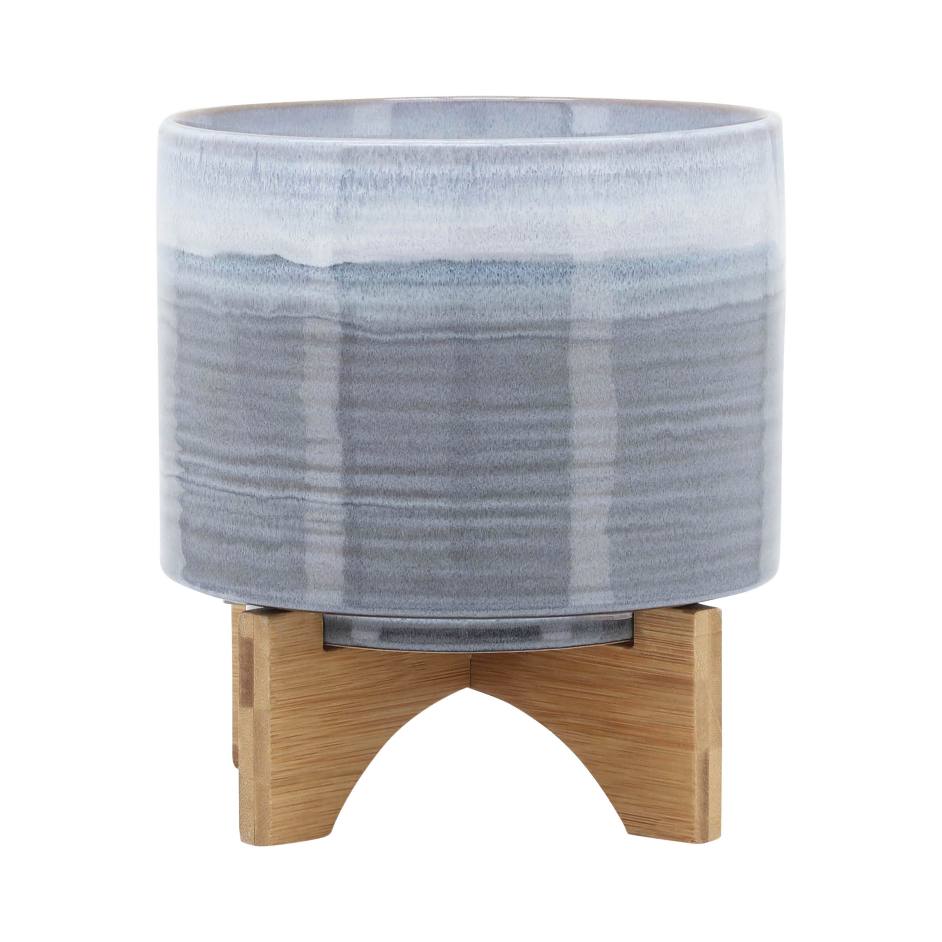 CERAMIC 8" PLANTER ON STAND, BLUE FADE--1