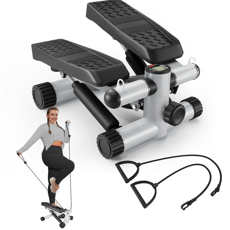 Steppers for Exercise, Stair Stepper with Resistance Bands, Mini Stepper with 330LBS Loading Capacity, Hydraulic Fitness Stepper with LCD Monitor, No Assembly Required--1