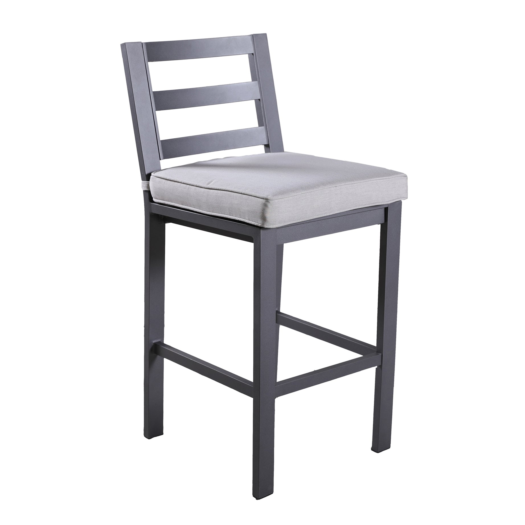 Outdoor Armless Aluminum Barstools with Cushion, Set of 2--1