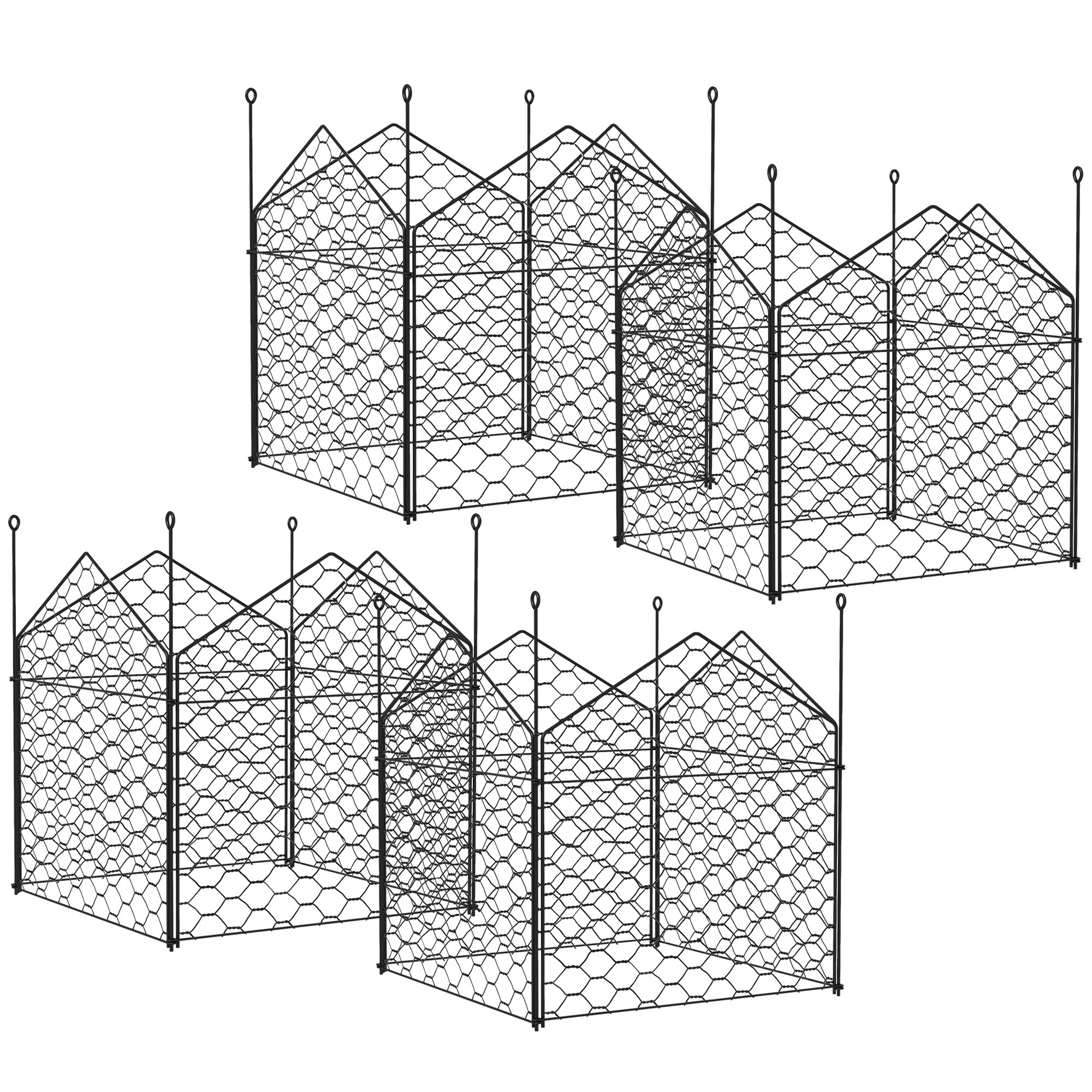 Outsunny Garden Chicken Wire Cloche, 12" x 14" Plant Protectors from Animals, 4 Pack Metal Crop Cages to Keep Animals Out, Black--1