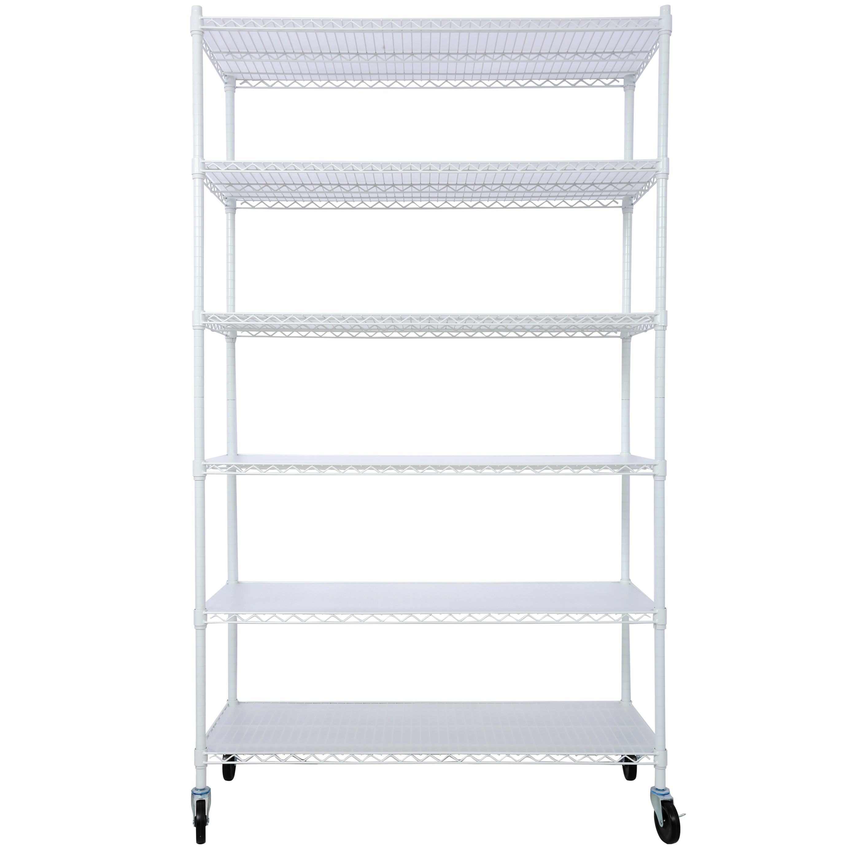 6 Tier 6000lbs Capacity NSF Metal Shelf Wire Shelving Unit, Heavy Duty Adjustable Storage Rack with Wheels & Shelf Liners for Commercial Grade Utility Steel Storage Rack, White- 82"H x 48"L x 18"D--1