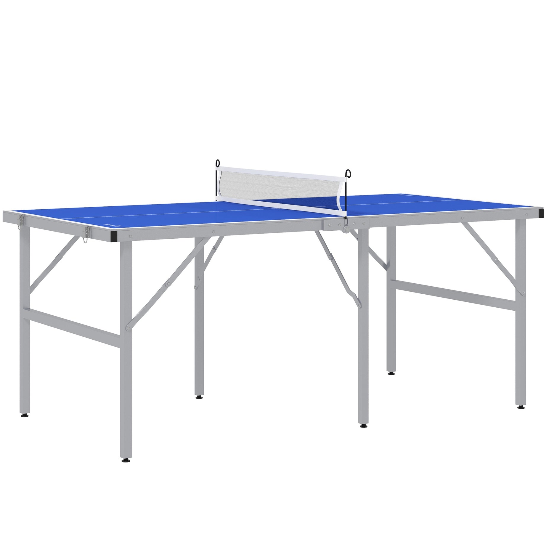 Soozier Mini Ping Pong Table Set for Outdoor and Indoor, Foldable Table Tennis Table with Net, 2 Paddles, 3 Balls, Adjustable Feet, Easy Assembly, Blue--1