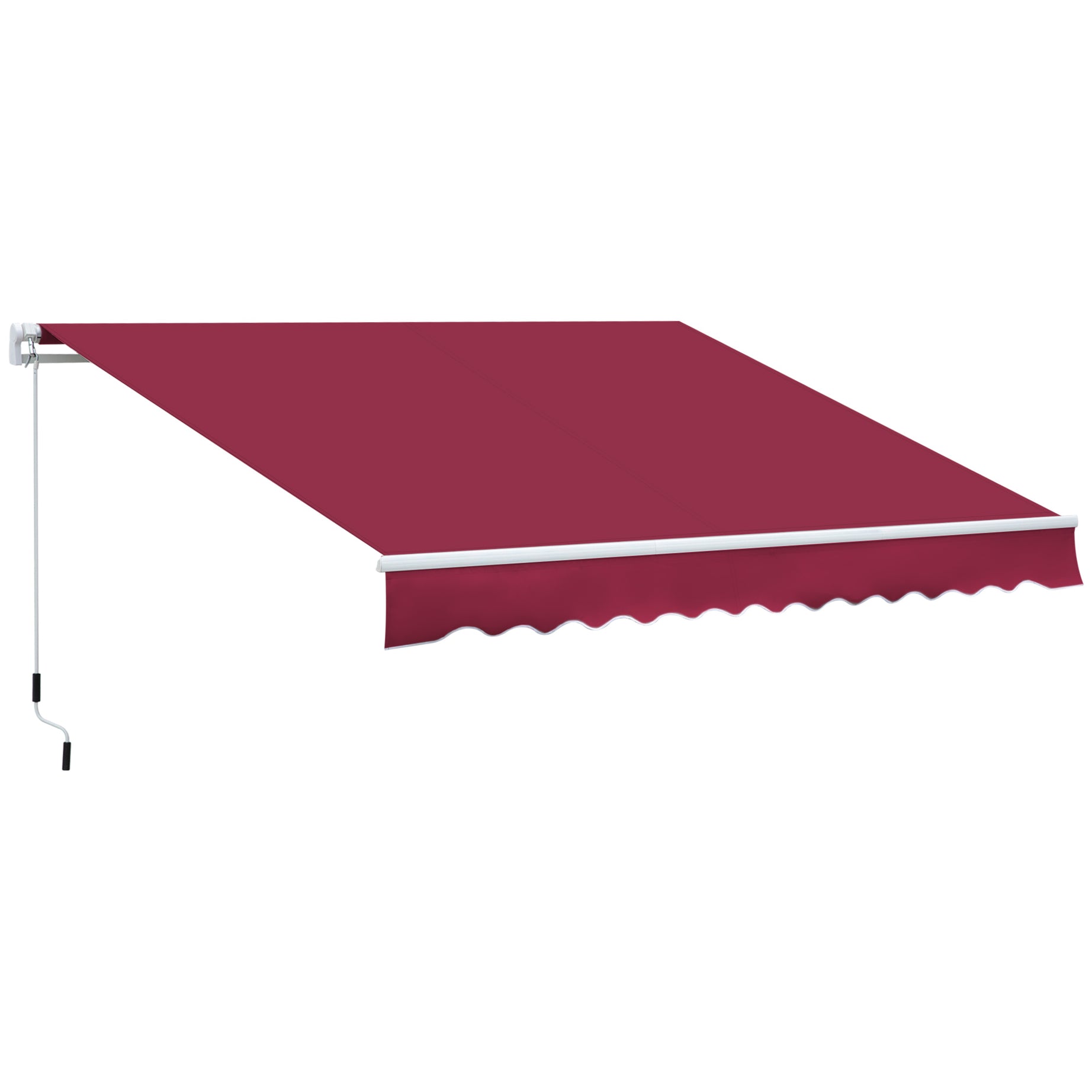 Outsunny 12' x 8' Retractable Awning, Patio Awning Sun Shade Shelter with Manual Crank Handle, 280g/m² UV and Water-Resistant Fabric, Aluminum Frame for Deck, Balcony, Yard, Red--1