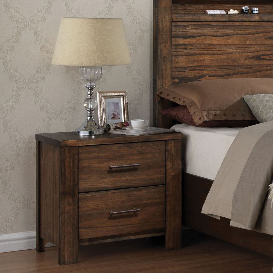 Oak 2-Drawer Nightstand--1