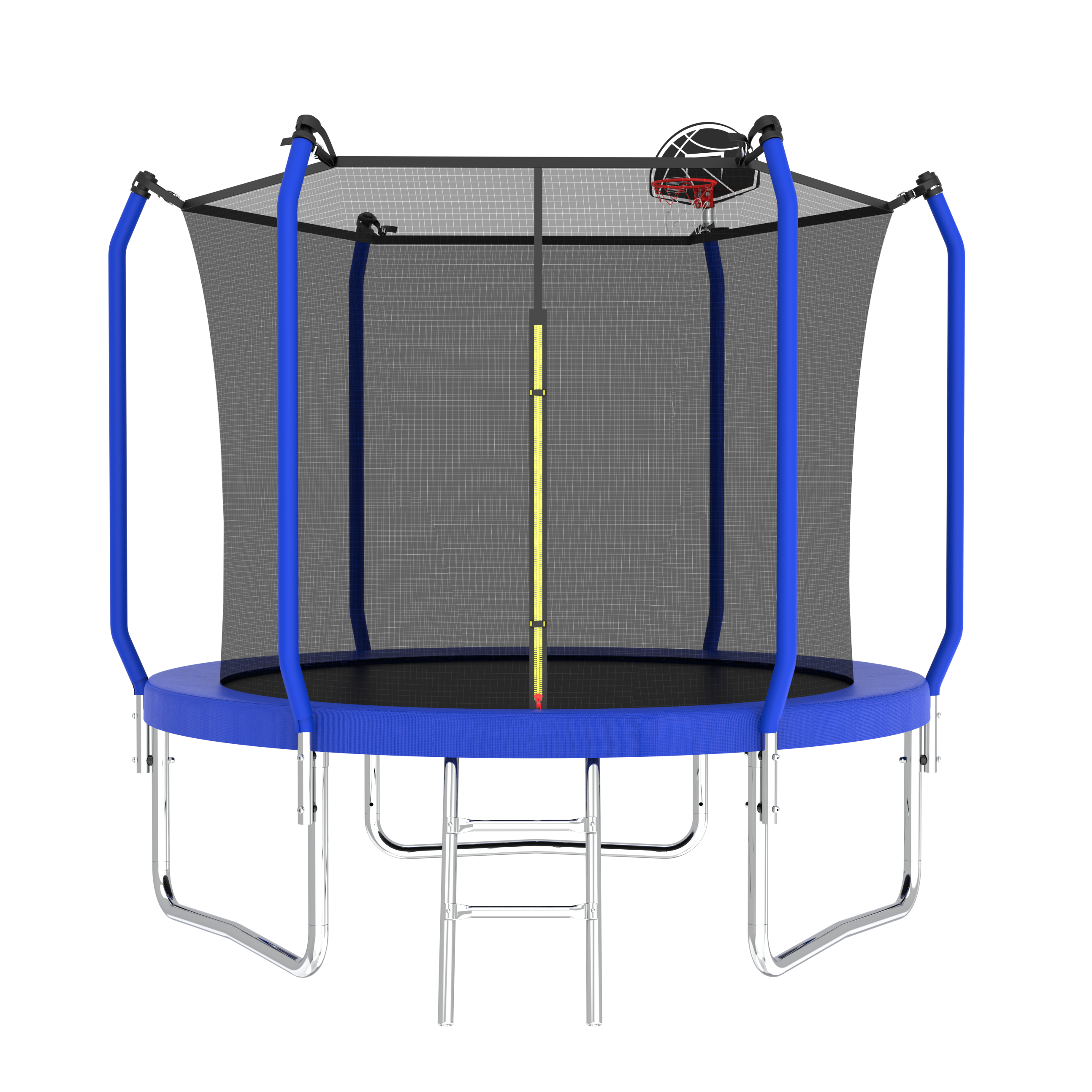 8FT Trampoline with Basketball Hoop,  ASTM Approved Reinforced Type Outdoor Trampoline with Enclosure Net--1