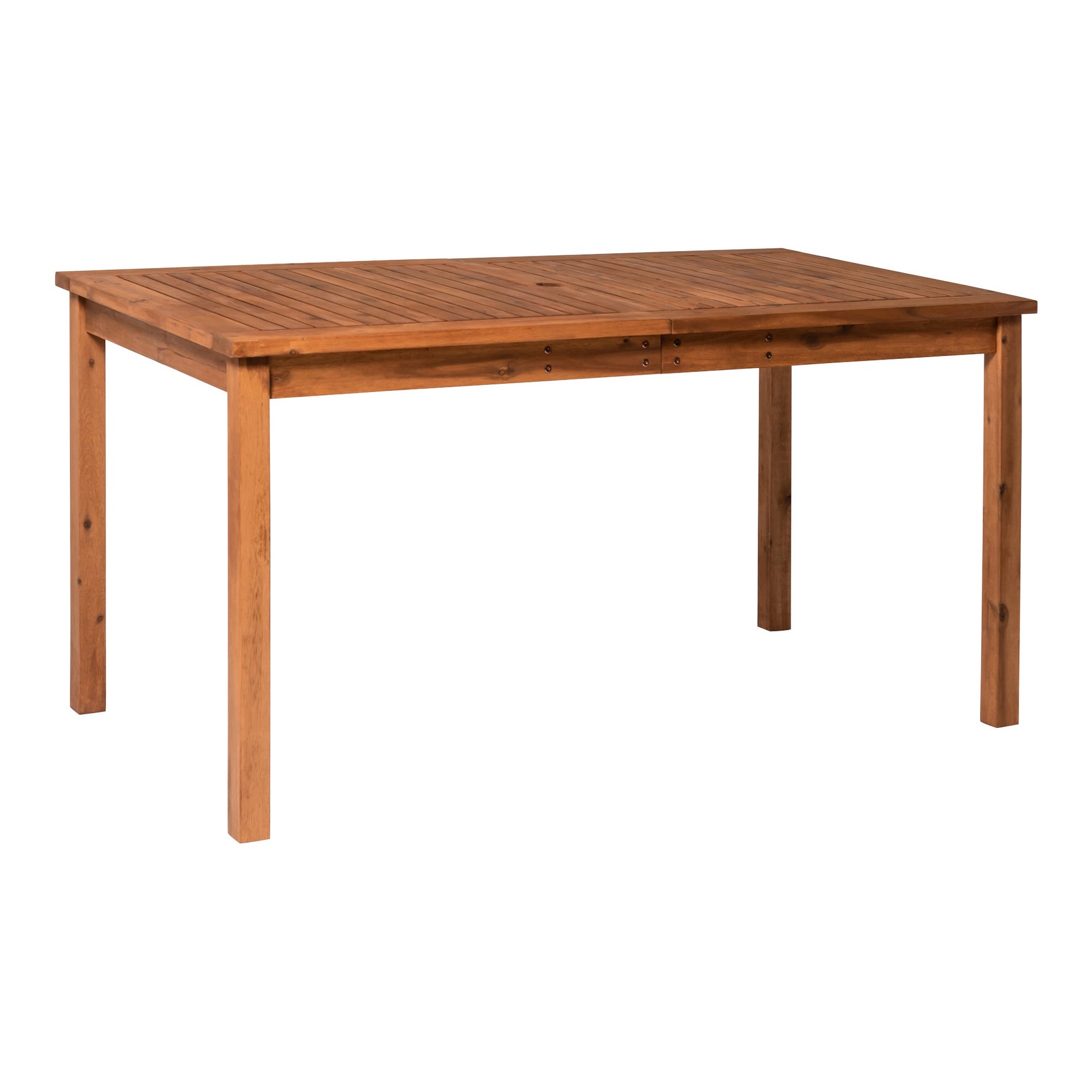 Contemporary Slat-Top Acacia Wood Outdoor Dining Table - Brown--1