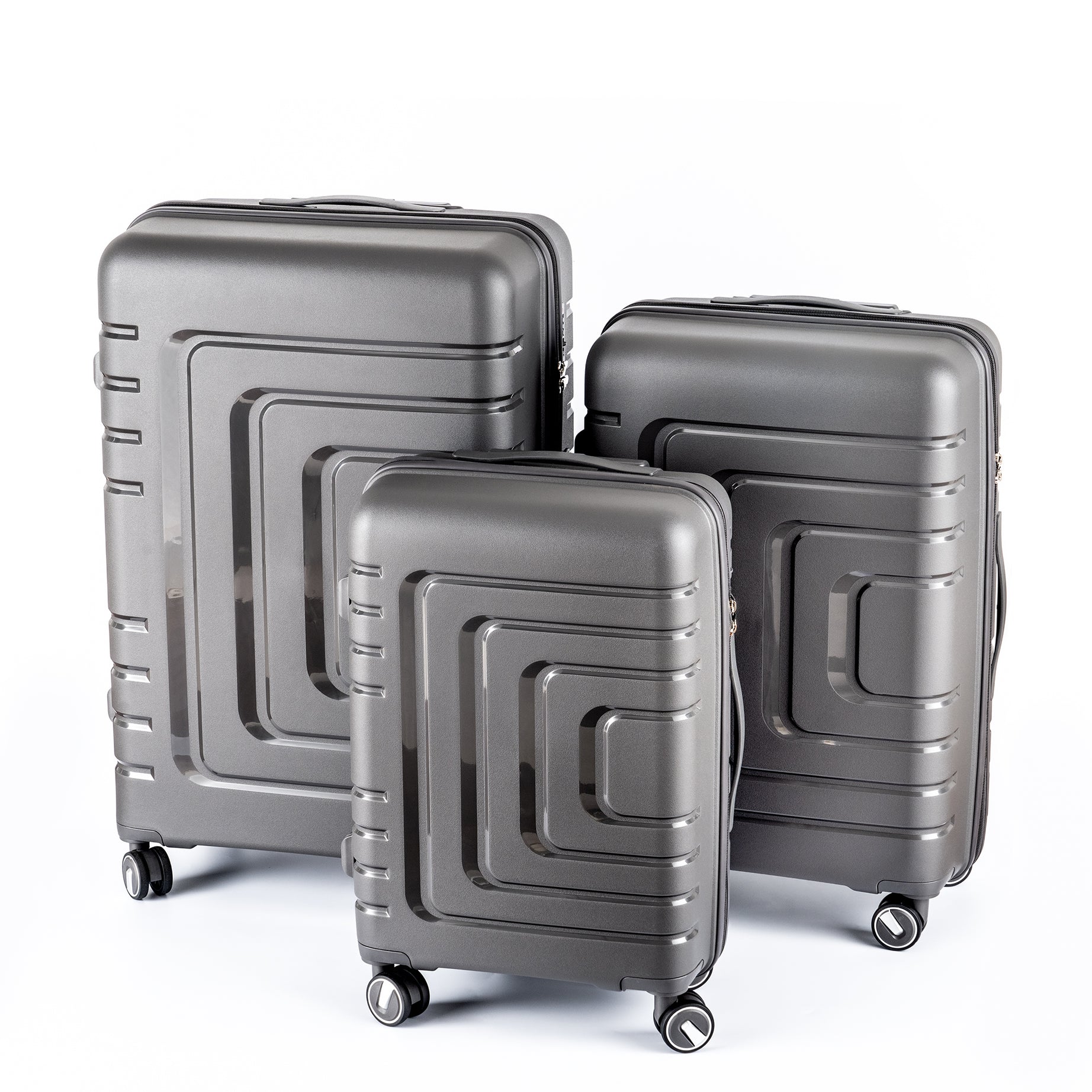 Hardshell Suitcase Spinner Wheels PP Luggage Sets Lightweight Durable Suitcase with TSA Lock,3-Piece Set (21/25/29)Dark Gray2305--1