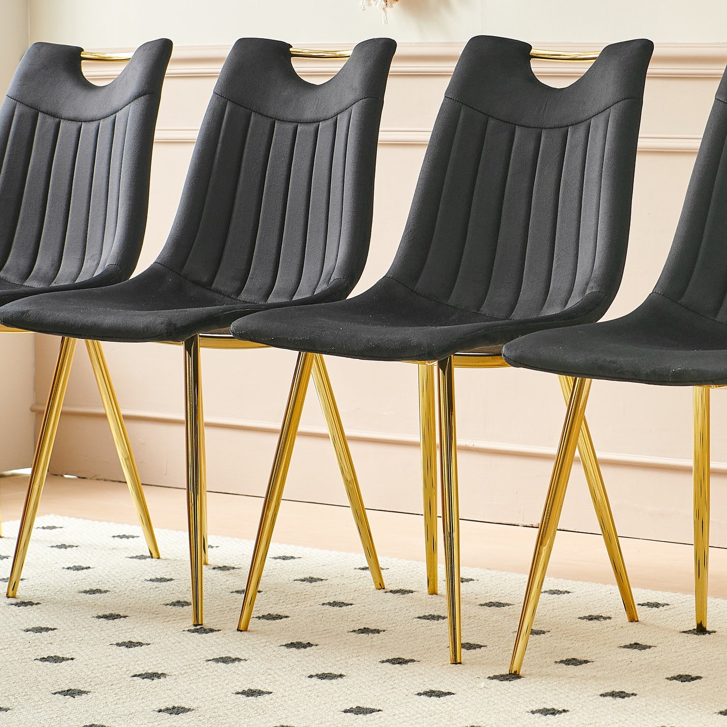 golden leg and black seat chair,set of 4,dining chair,coffee chair--1