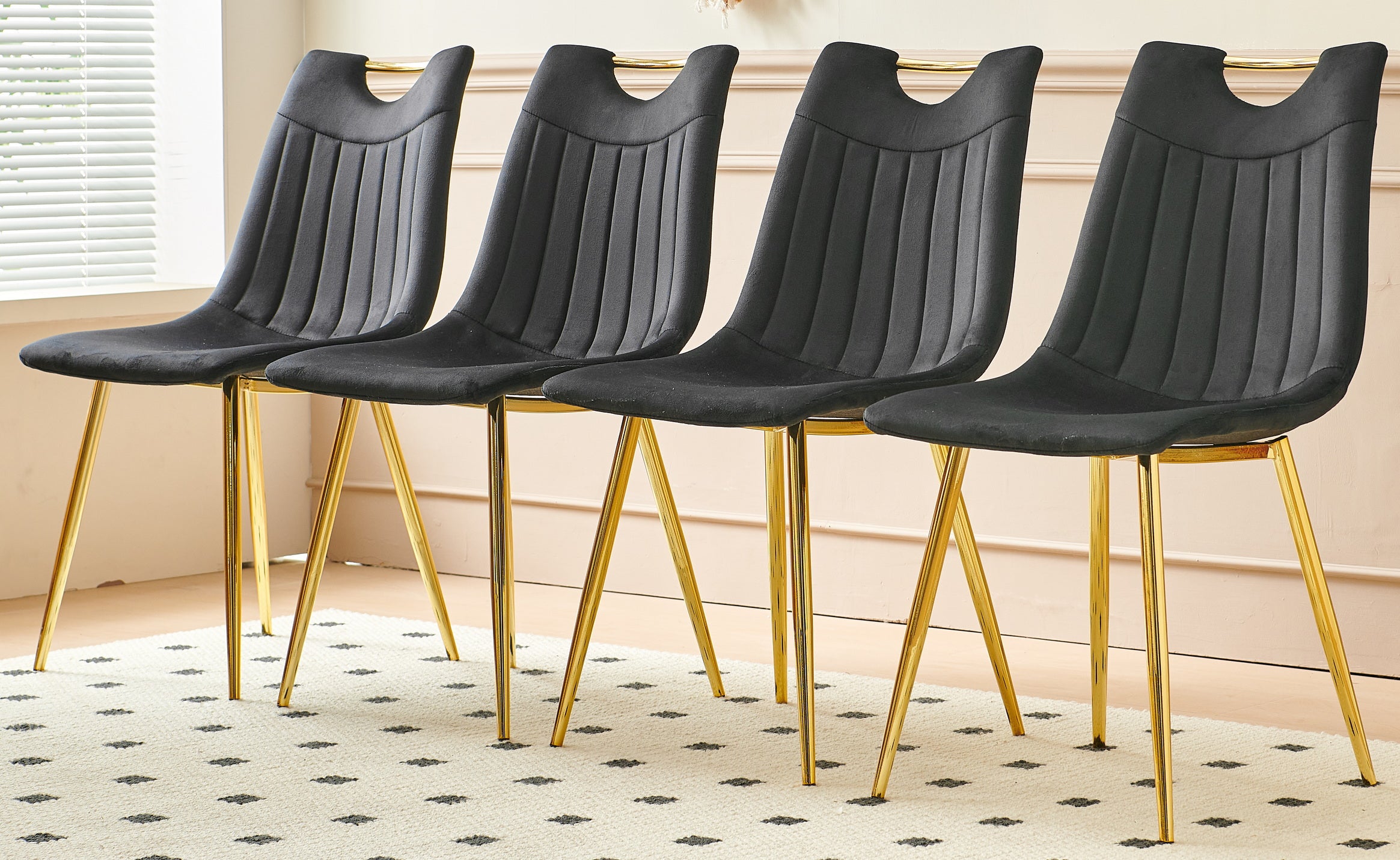 golden leg and black seat chair,set of 4,dining chair,coffee chair--1