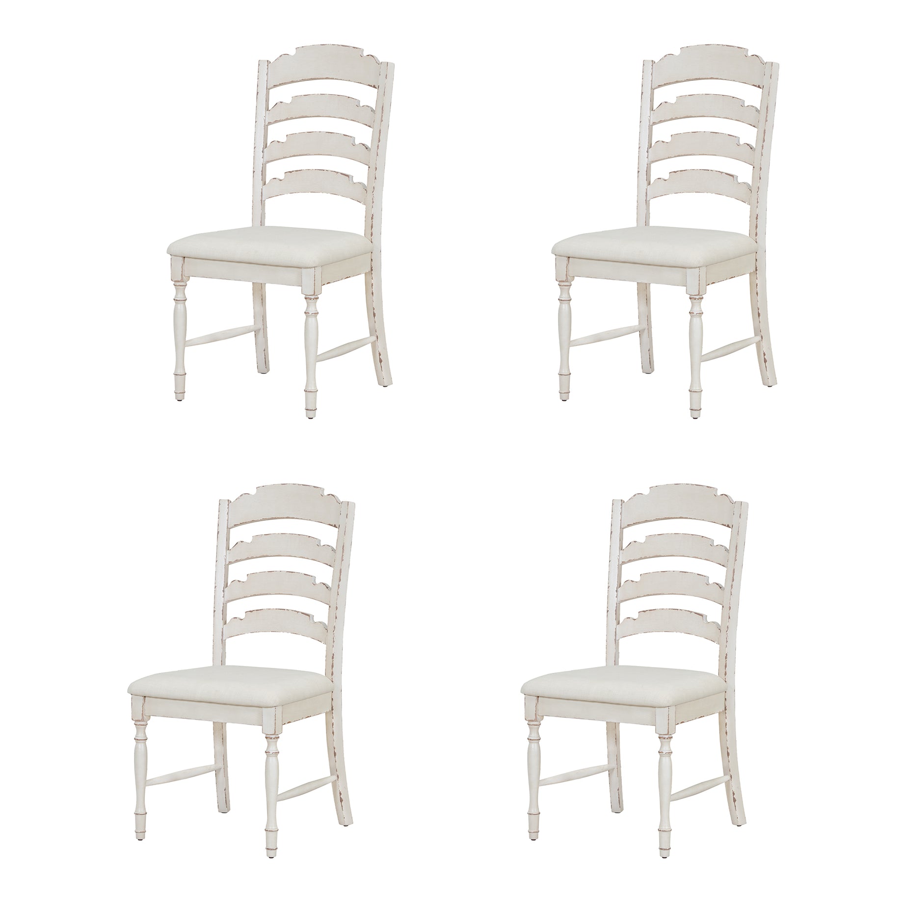 TOPMAX Vintage Traditional 4-Piece Upholstered Dining Chairs, Serrated Dining Backs,Cream--1