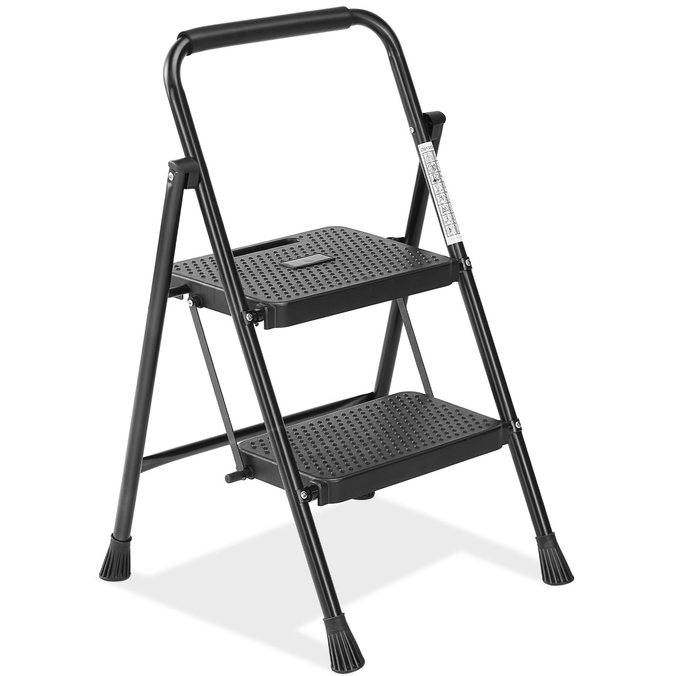 2 Non-slip step ladder, quick folding steel ladder Sturdy metal supported household tools for home/office work at altitude, portable step tools--1