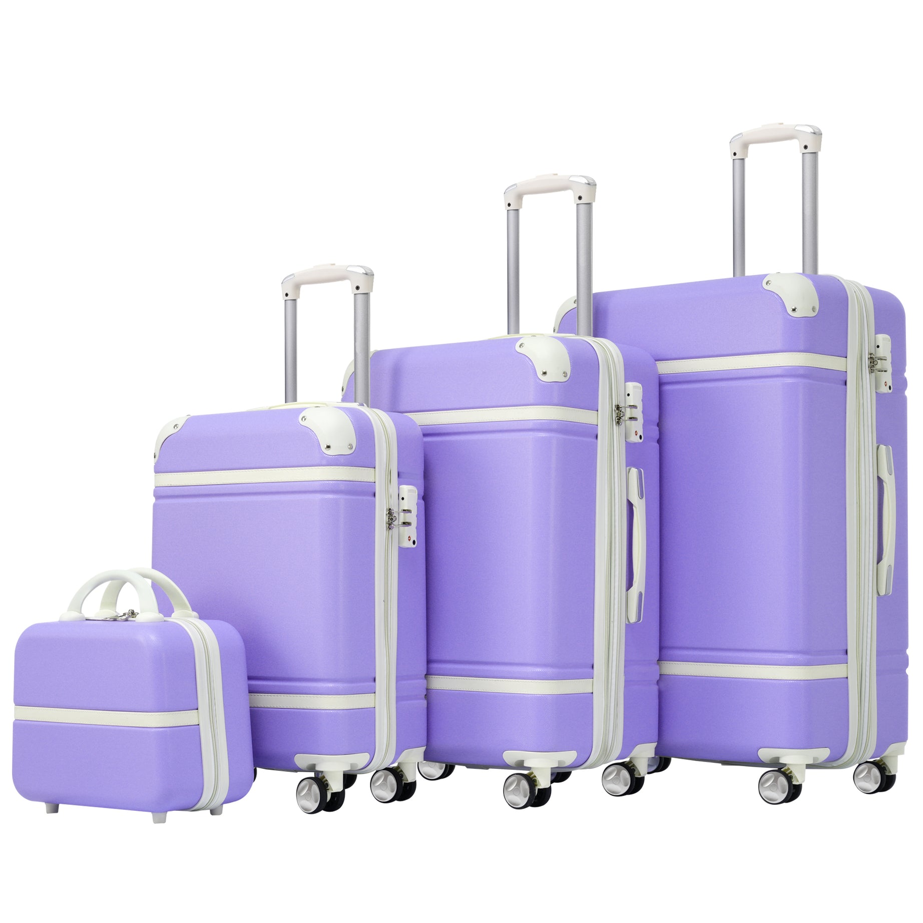 Hardshell Luggage Sets 4 Pieces 20"+24"+28" Luggages and Cosmetic Case Spinner Suitcase with TSA Lock  Lightweight--1