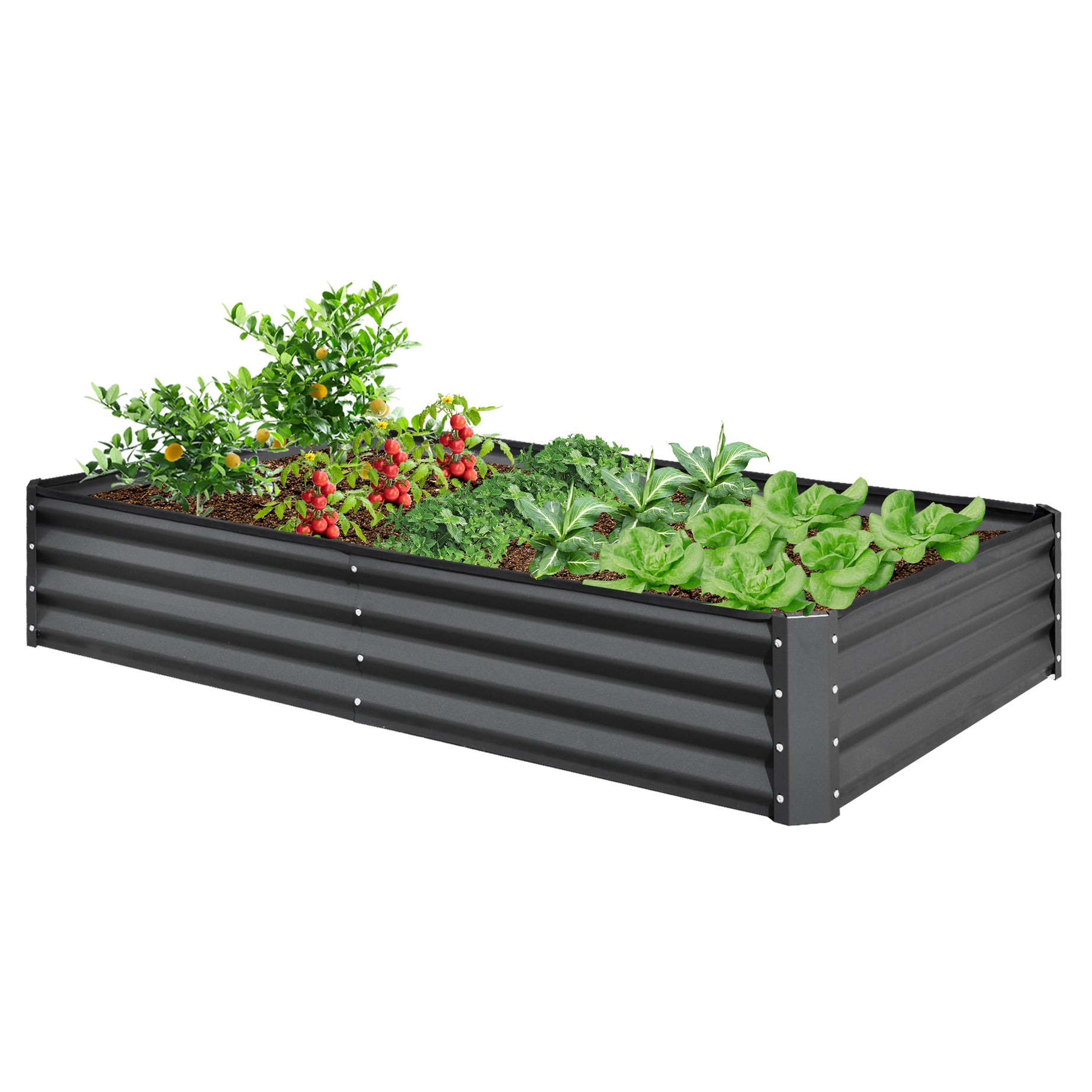 8x4x1 ft Galvanized Raised Garden Bed, Outdoor Planter Garden Boxes Large Metal Planter Box for Gardening Vegetables Fruits Flowers, Gray--1