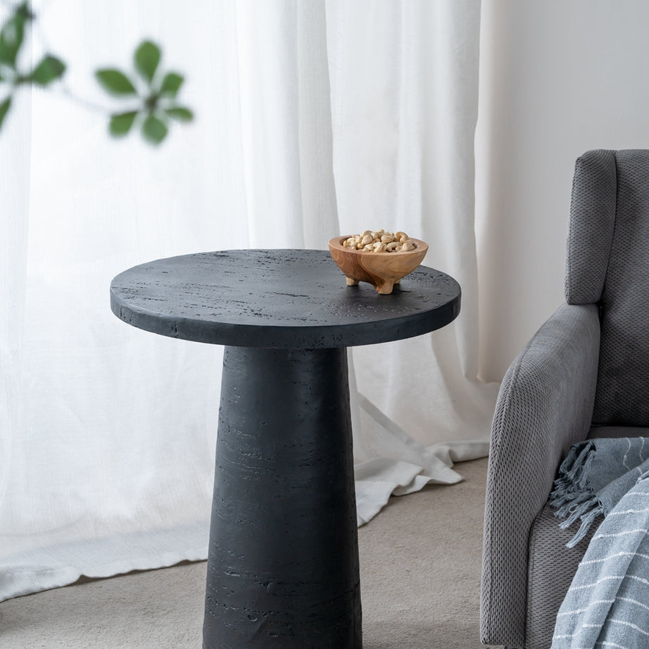 22x22x25.5" Black Round Side Table with Pedestal Base--1