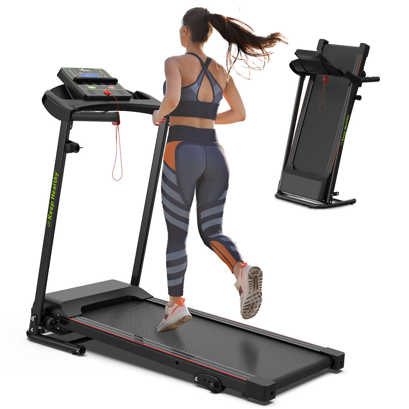 Folding Treadmill with Incline 2.5HP 12KM/H Electric Treadmill for Home Foldable, Bluetooth Music Cup Holder Heart Rate Sensor Walking Running Machine for Indoor Home Gym Exercise Fitness--1