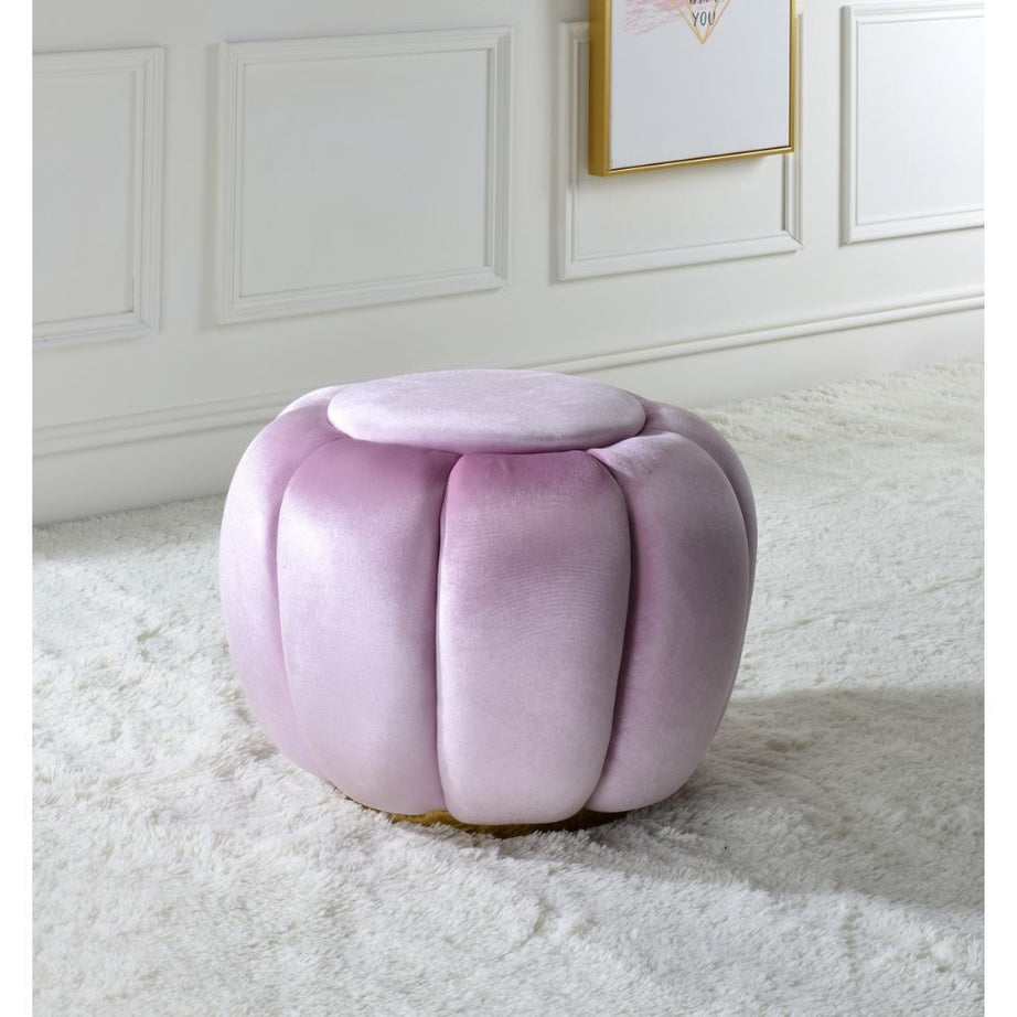 ACME Heiress Ottoman, Bubblegum Pink Velvet 96465--1