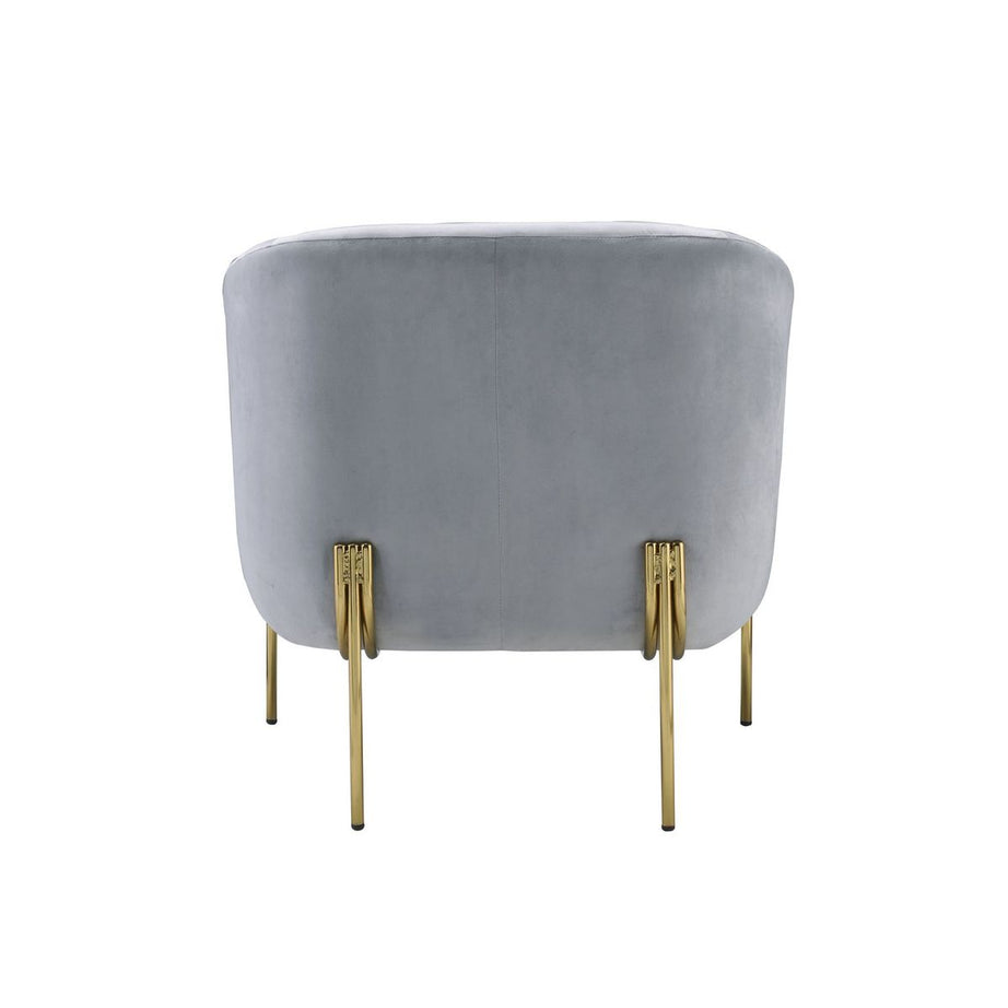 ACME Carlson Accent Chair, Gray Velvet & Gold 59790--2